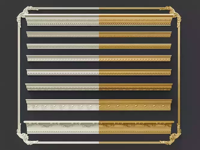 Classic carvings moldings and gypsum cornice 4 3D model