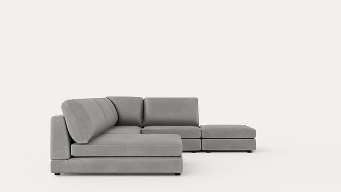 The Arken Modulhorn Sofa With Divan Reversible Velvet Dark Gray Low-poly 3D model