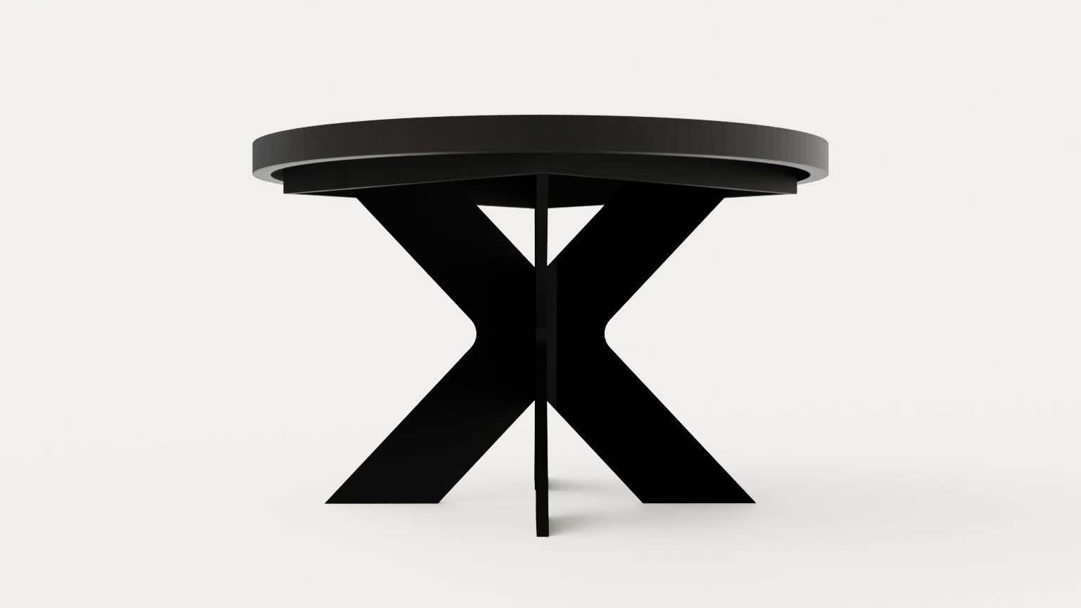Telma Extensionable Dining Table 120 Cm Around Black Low-poly 3D model_2