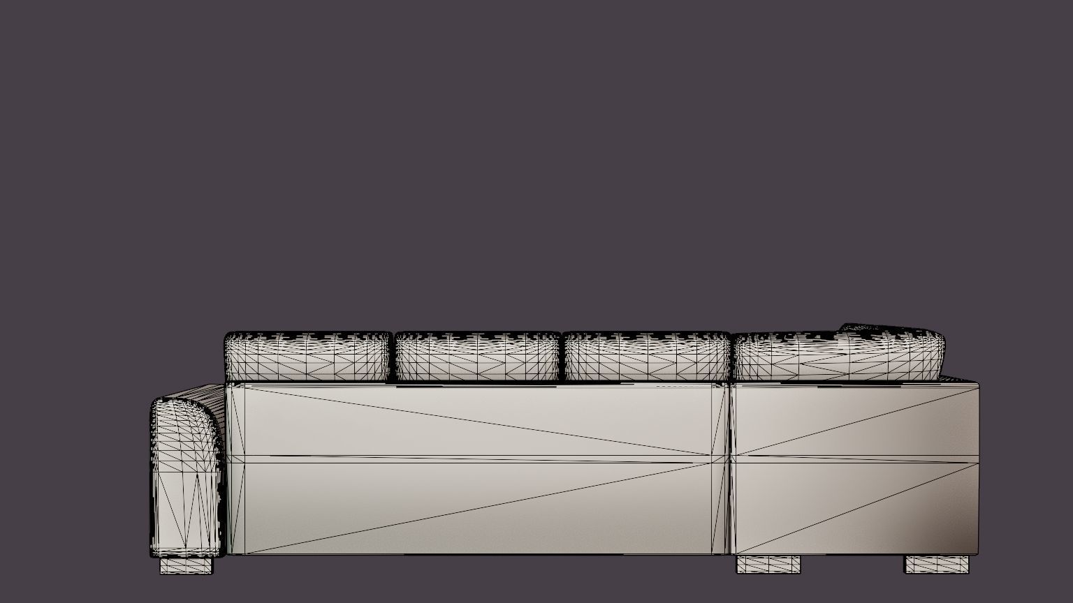 Porto U Sofa With Divan Right Footstool Low-poly 3D model_5