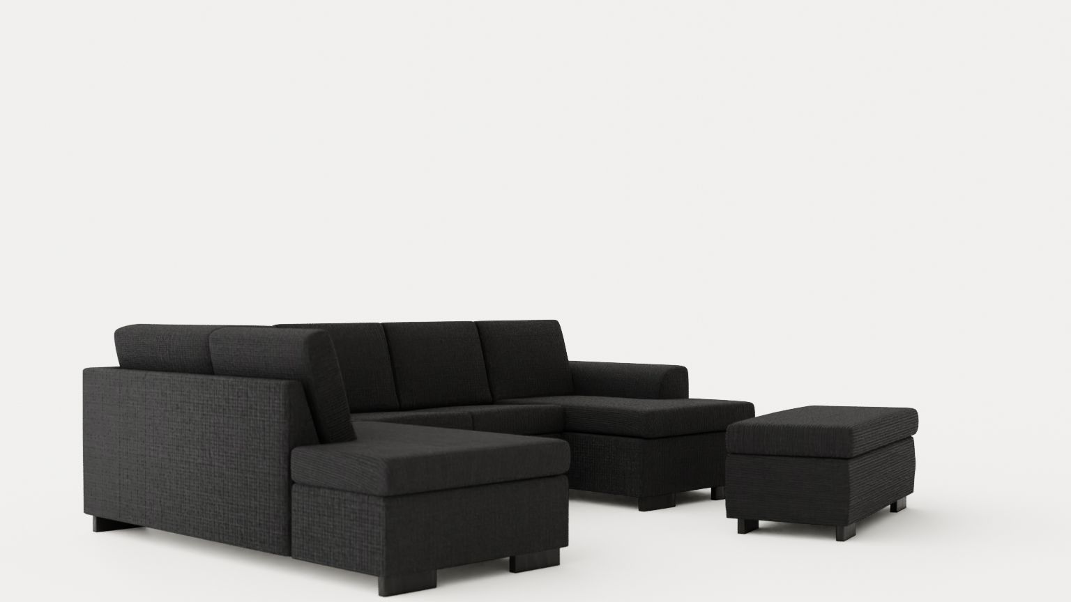 Porto U Sofa With Divan Right Footstool Low-poly 3D model_1