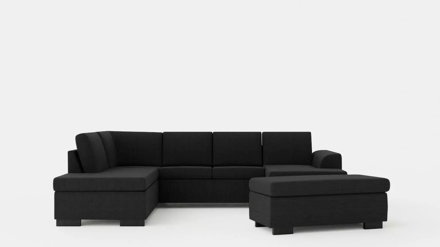 Porto U Sofa With Divan Right Footstool Low-poly 3D model_0