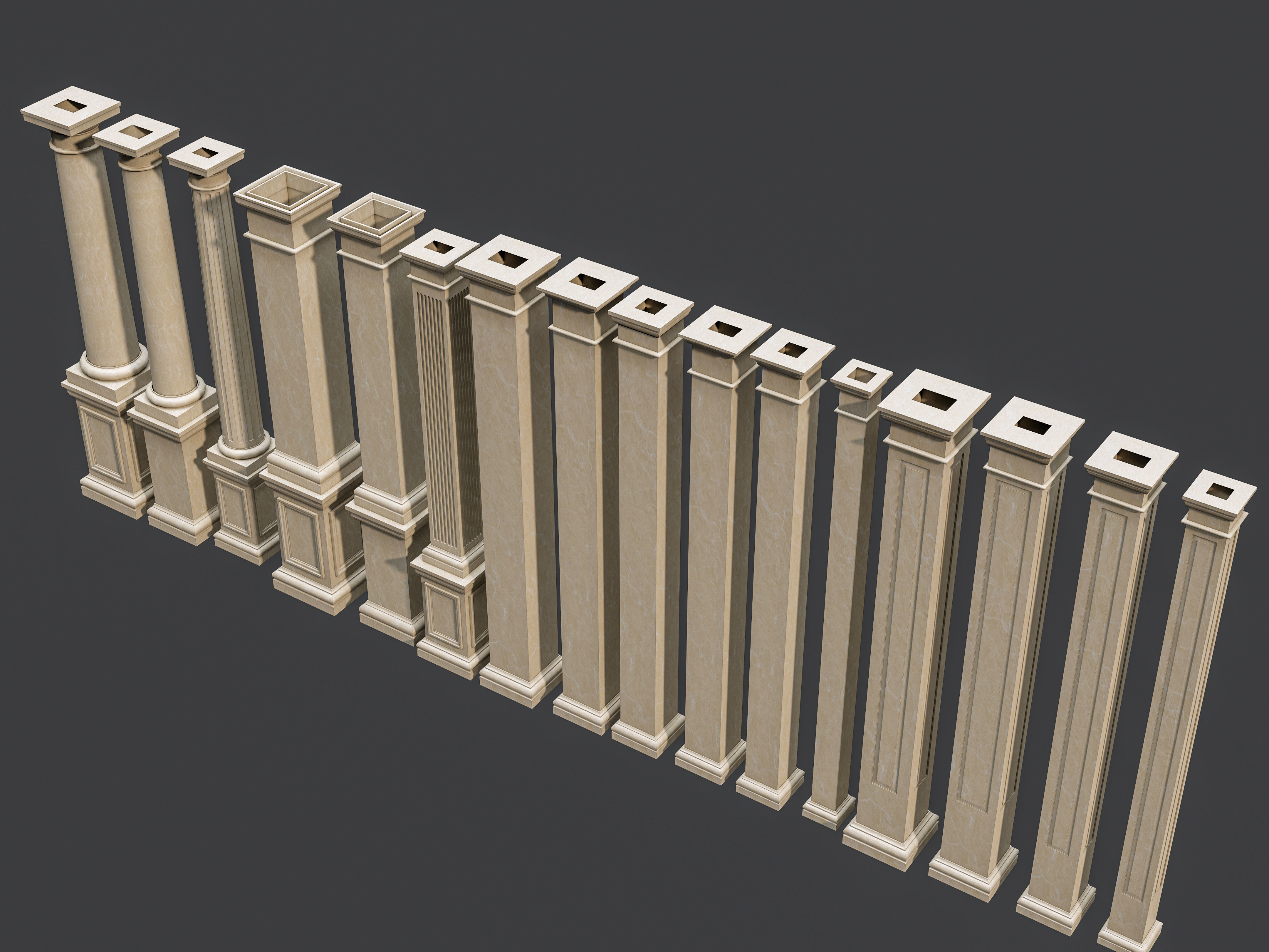 Classic  columns carvings and gypsum cornice 5 Low-poly 3D model_19
