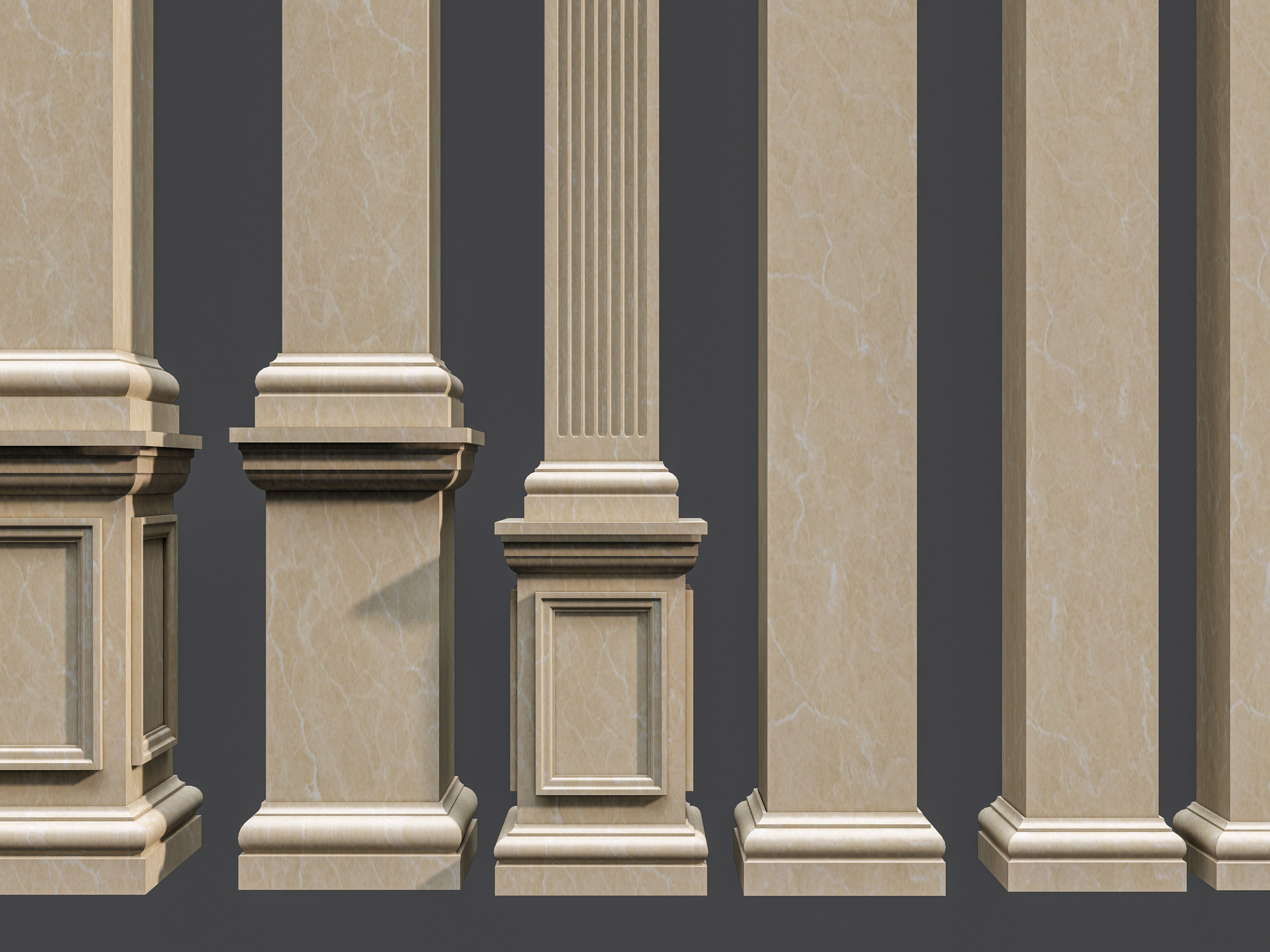 Classic  columns carvings and gypsum cornice 5 Low-poly 3D model_4