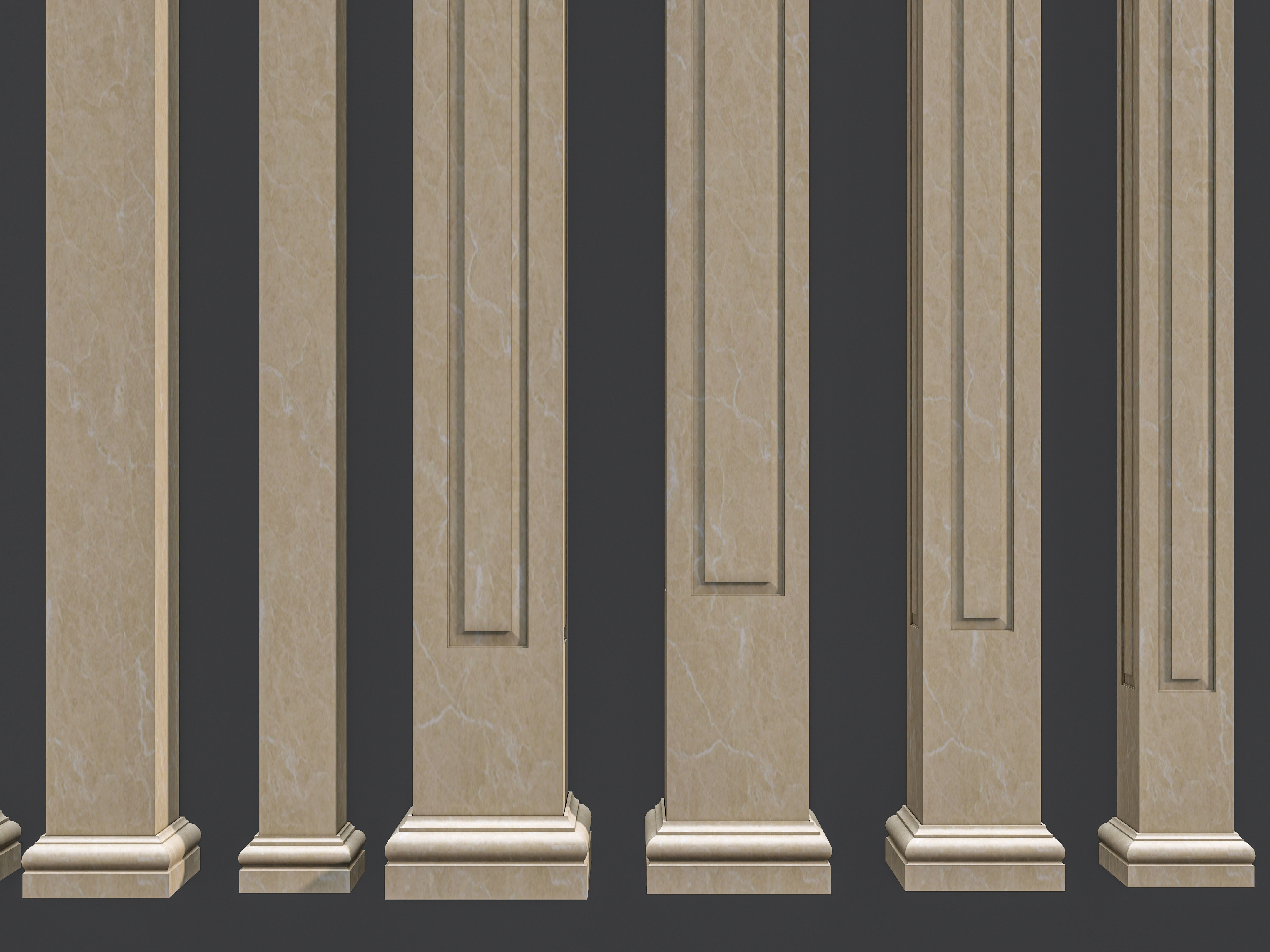 Classic  columns carvings and gypsum cornice 5 Low-poly 3D model_6