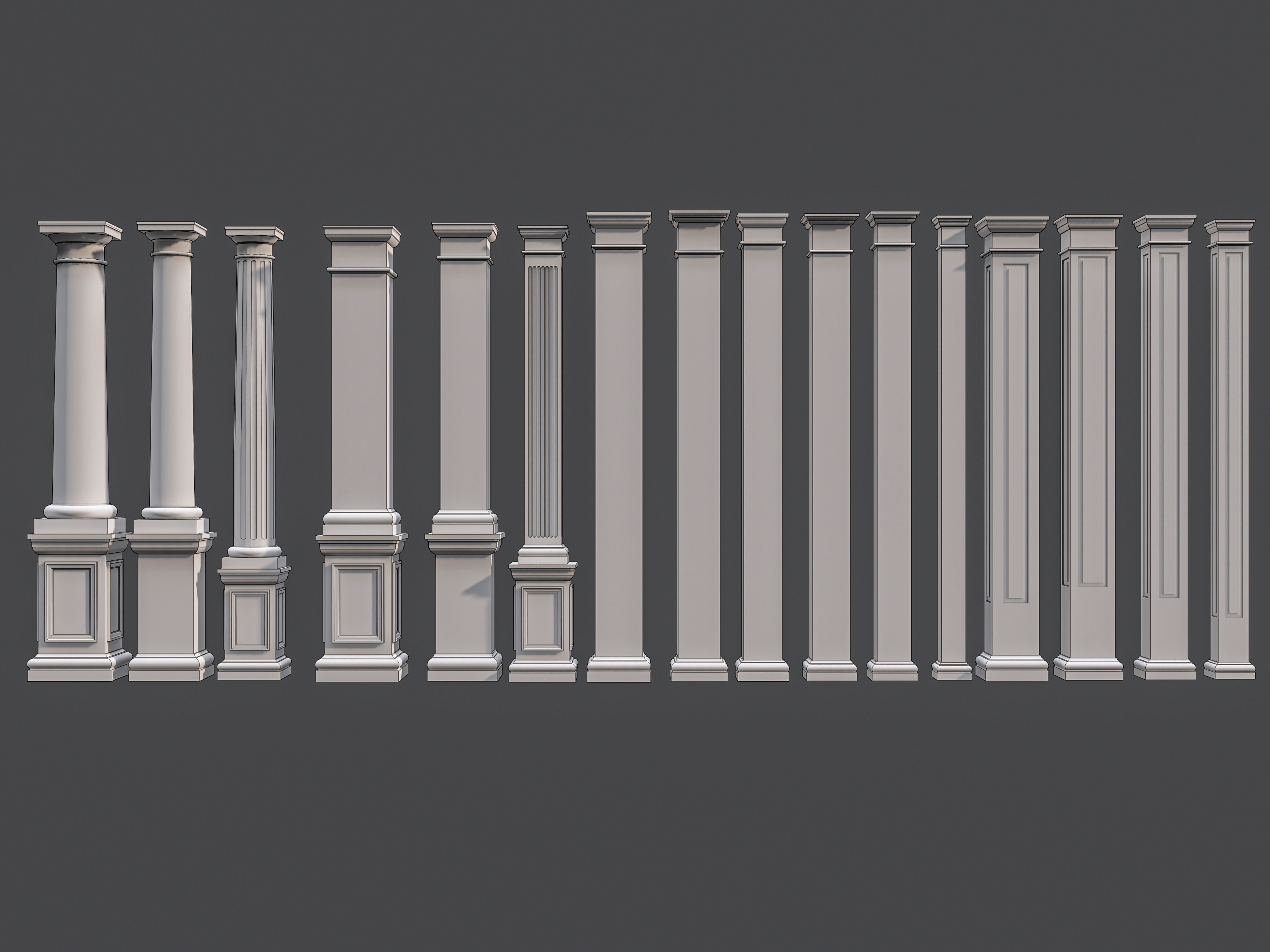 Classic  columns carvings and gypsum cornice 5 Low-poly 3D model_20