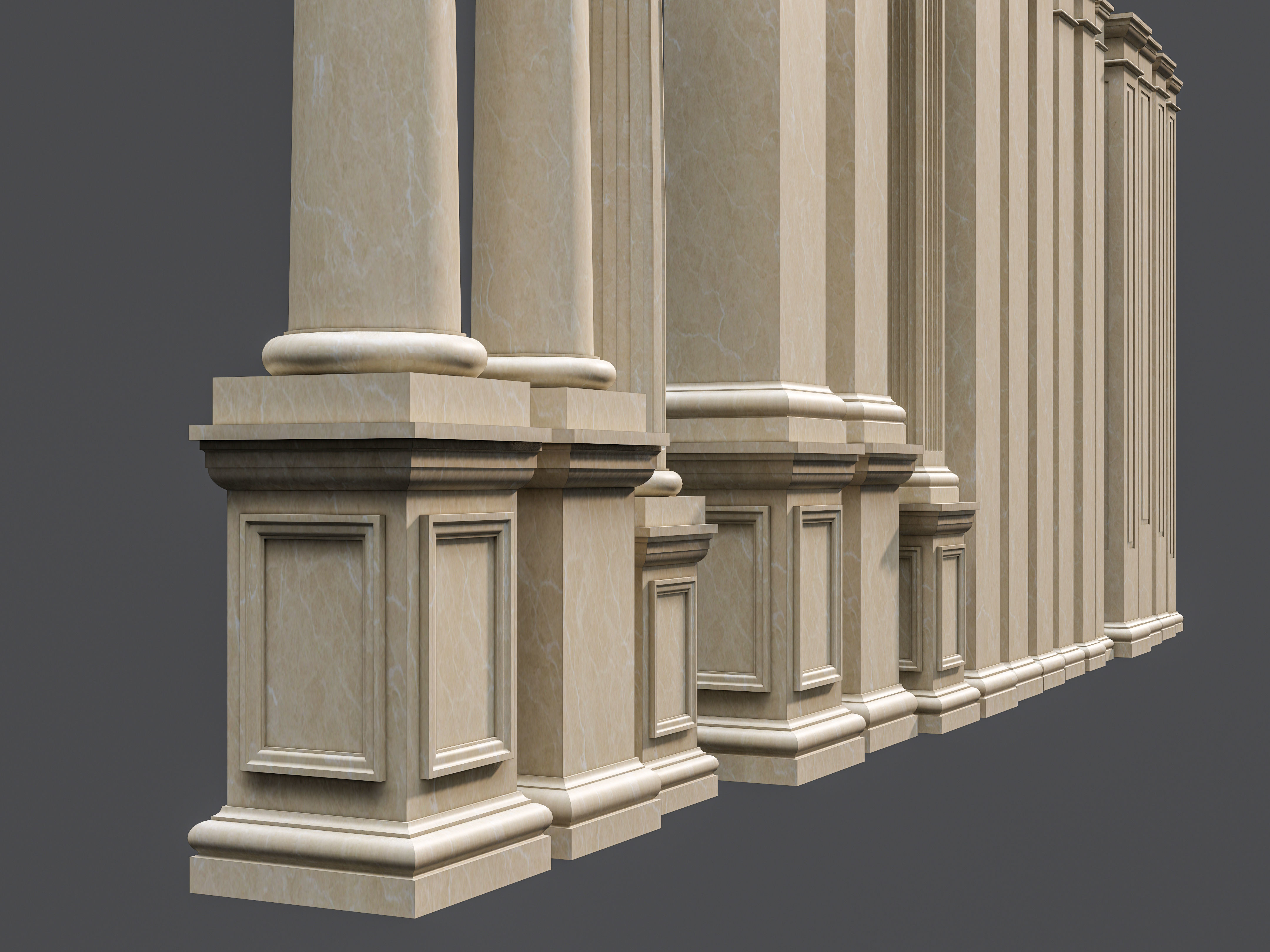 Classic  columns carvings and gypsum cornice 5 Low-poly 3D model_11