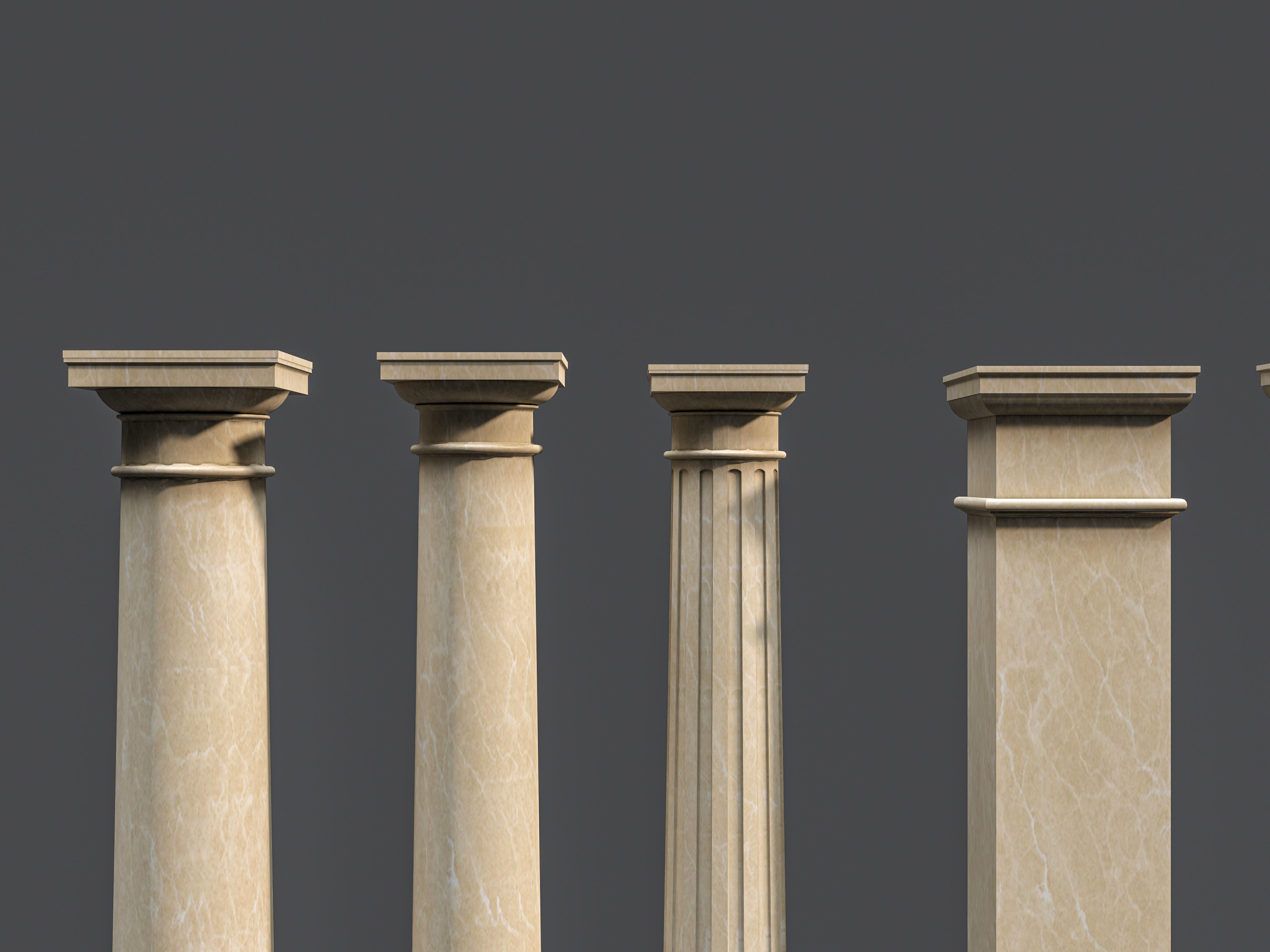Classic  columns carvings and gypsum cornice 5 Low-poly 3D model_10