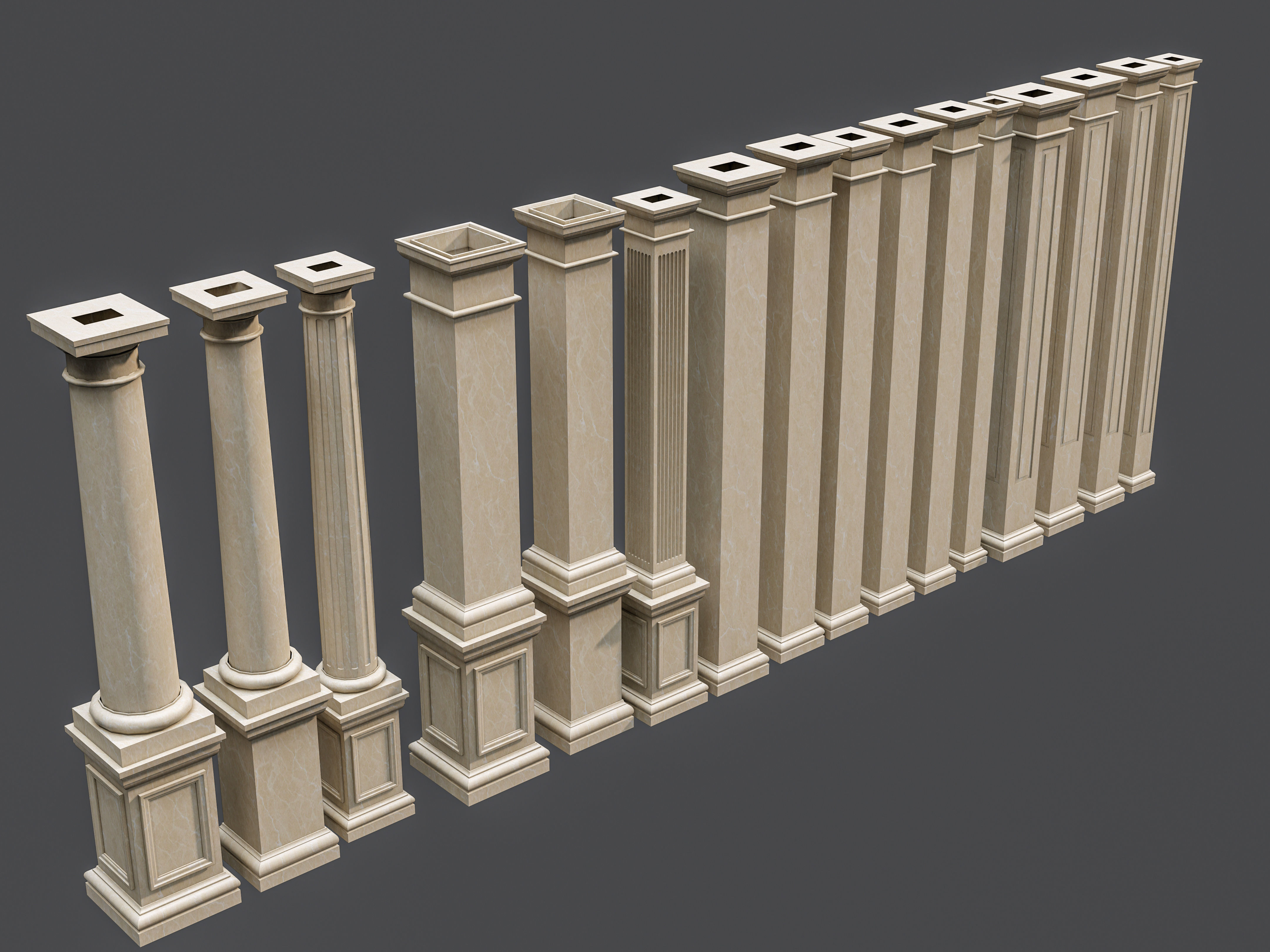 Classic  columns carvings and gypsum cornice 5 Low-poly 3D model_2