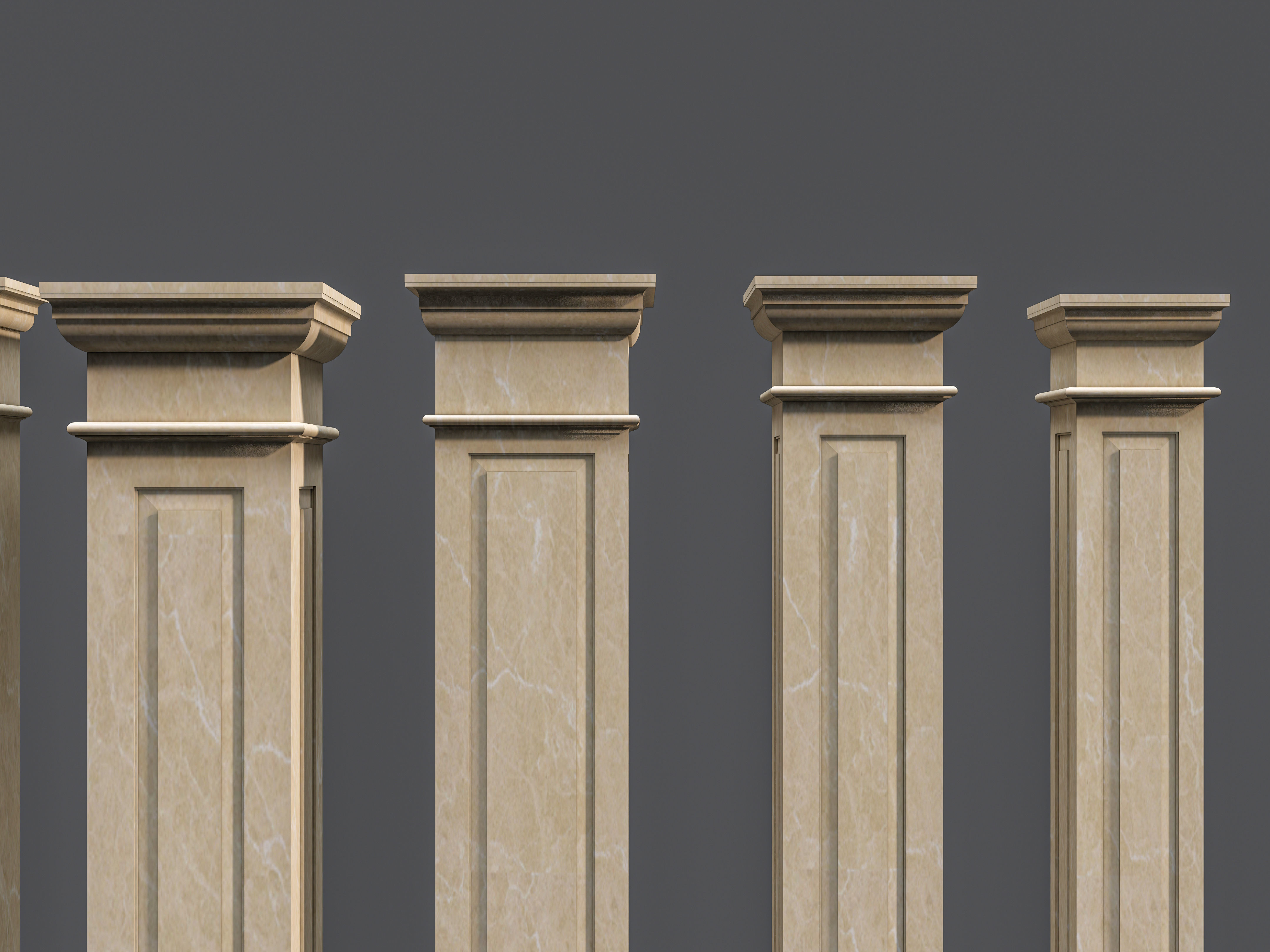 Classic  columns carvings and gypsum cornice 5 Low-poly 3D model_7