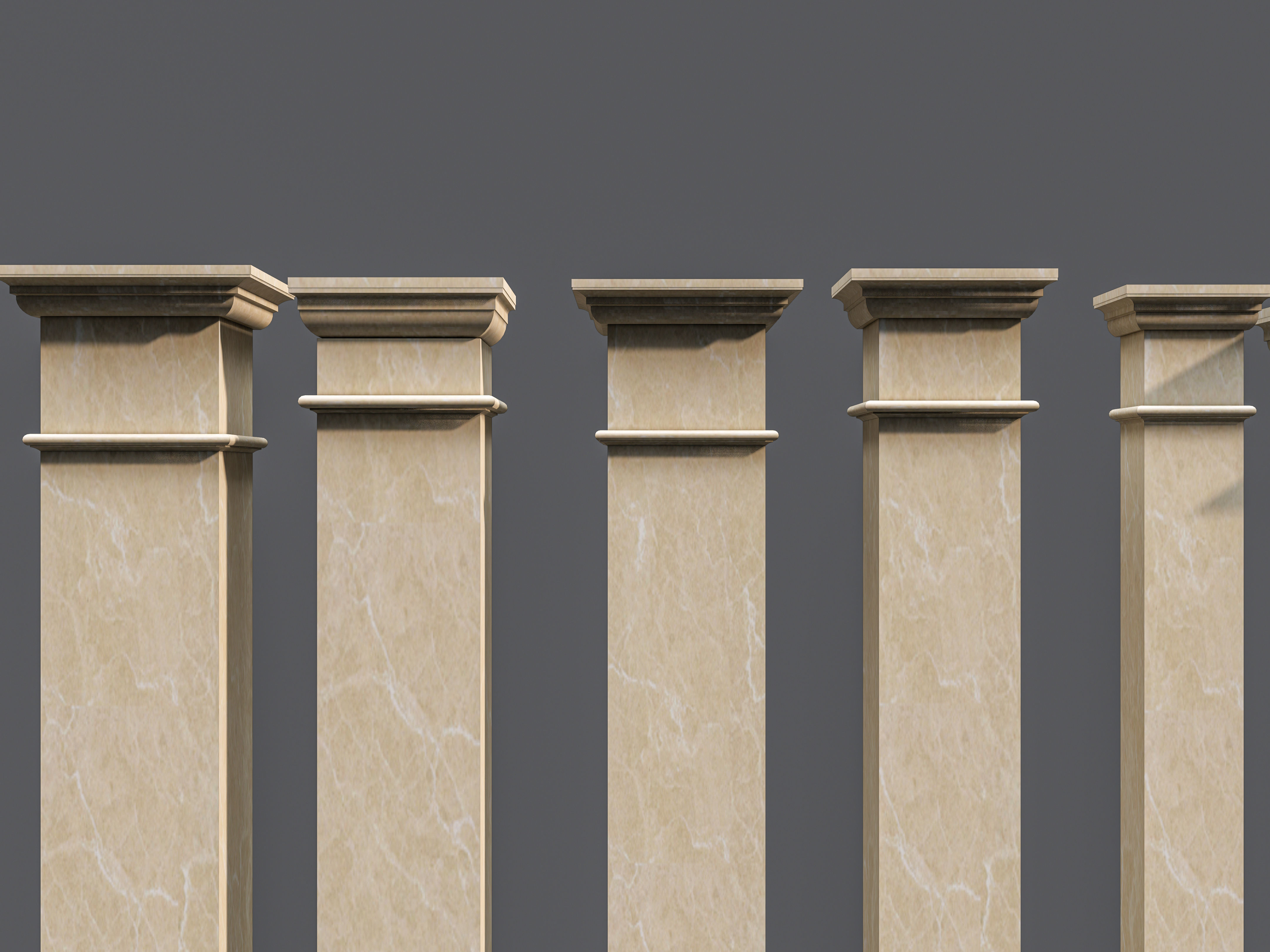 Classic  columns carvings and gypsum cornice 5 Low-poly 3D model_8