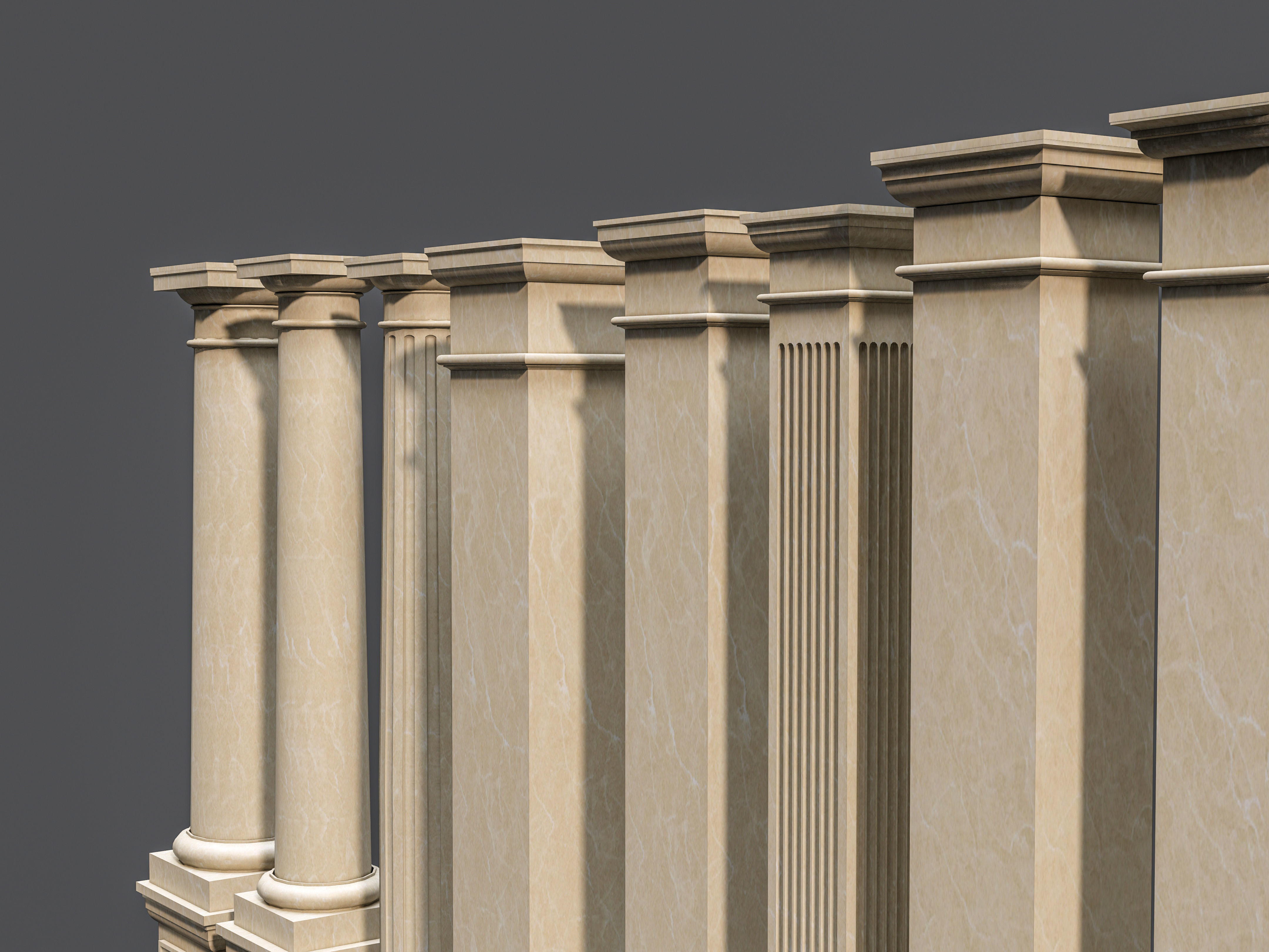 Classic  columns carvings and gypsum cornice 5 Low-poly 3D model_15