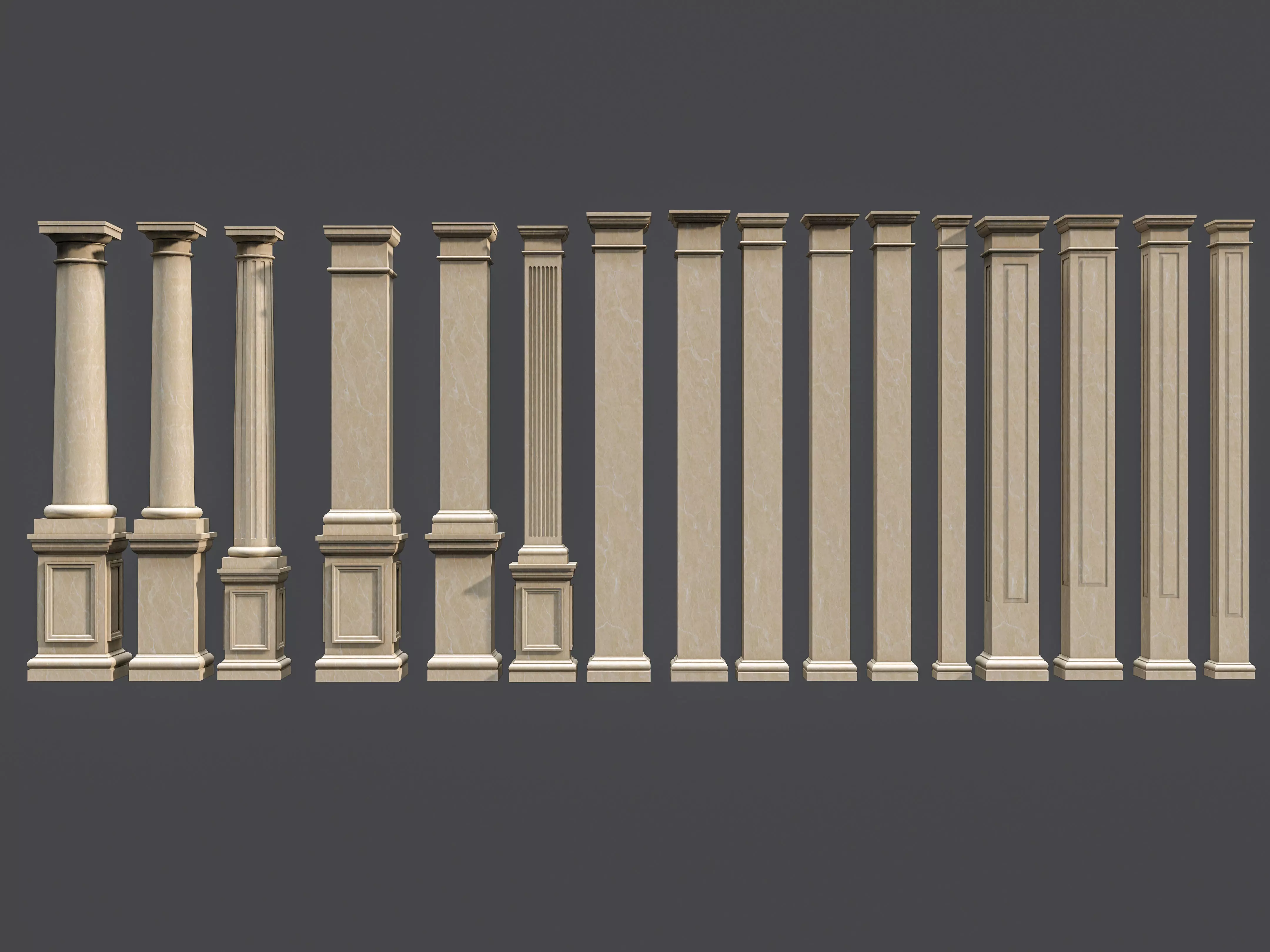 Classic  columns carvings and gypsum cornice 5 Low-poly 3D model_0
