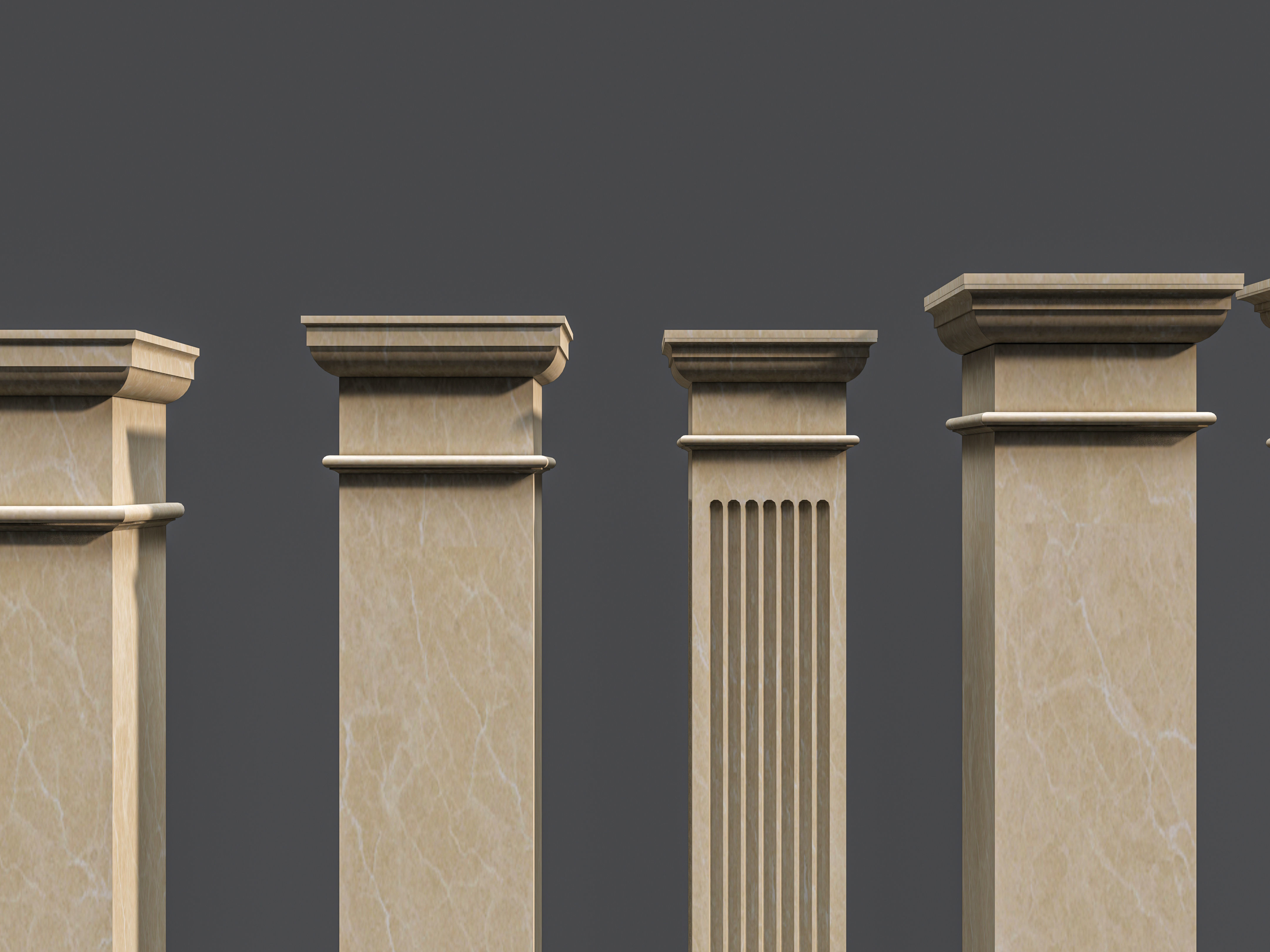 Classic  columns carvings and gypsum cornice 5 Low-poly 3D model_9