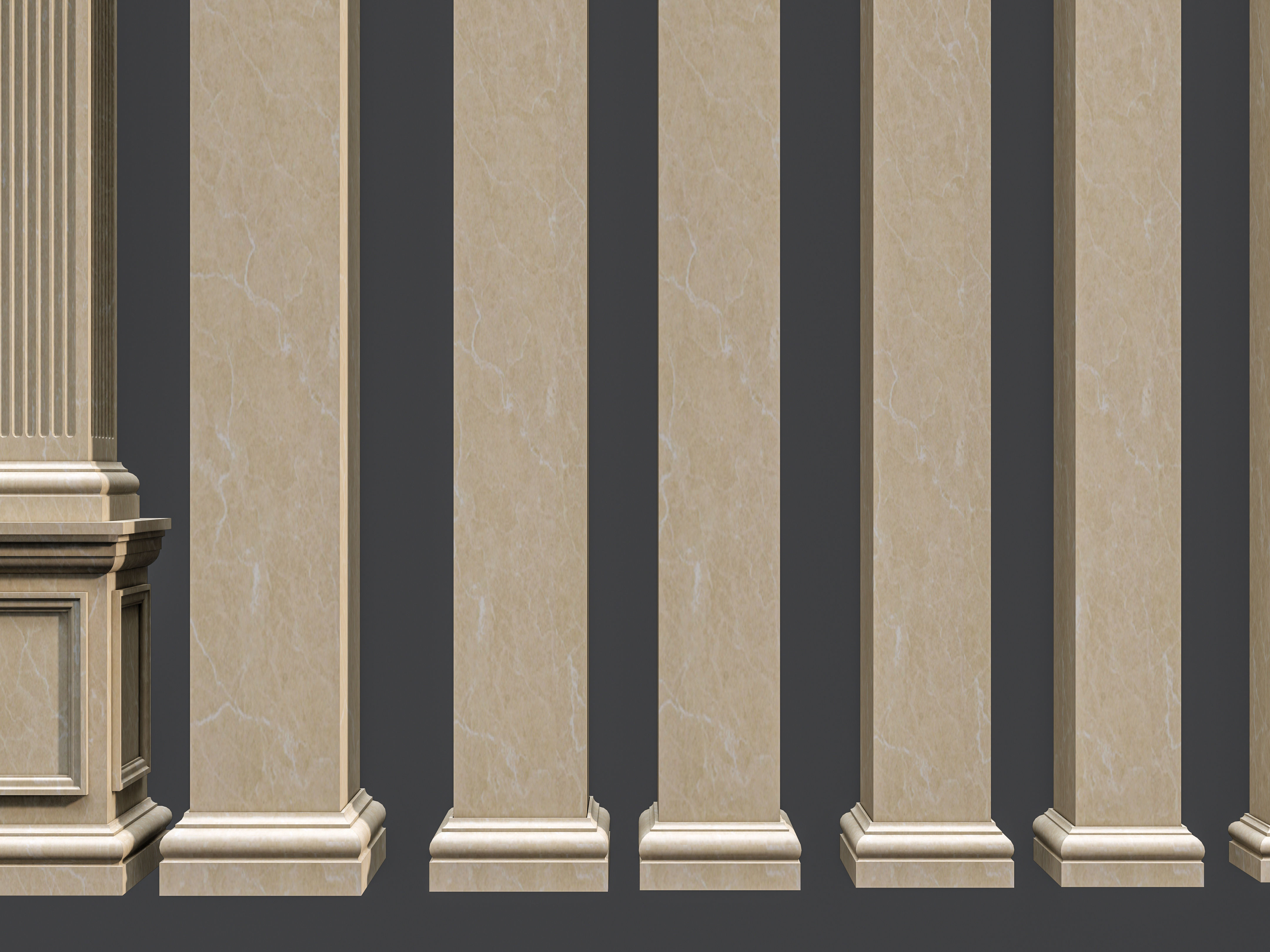 Classic  columns carvings and gypsum cornice 5 Low-poly 3D model_5