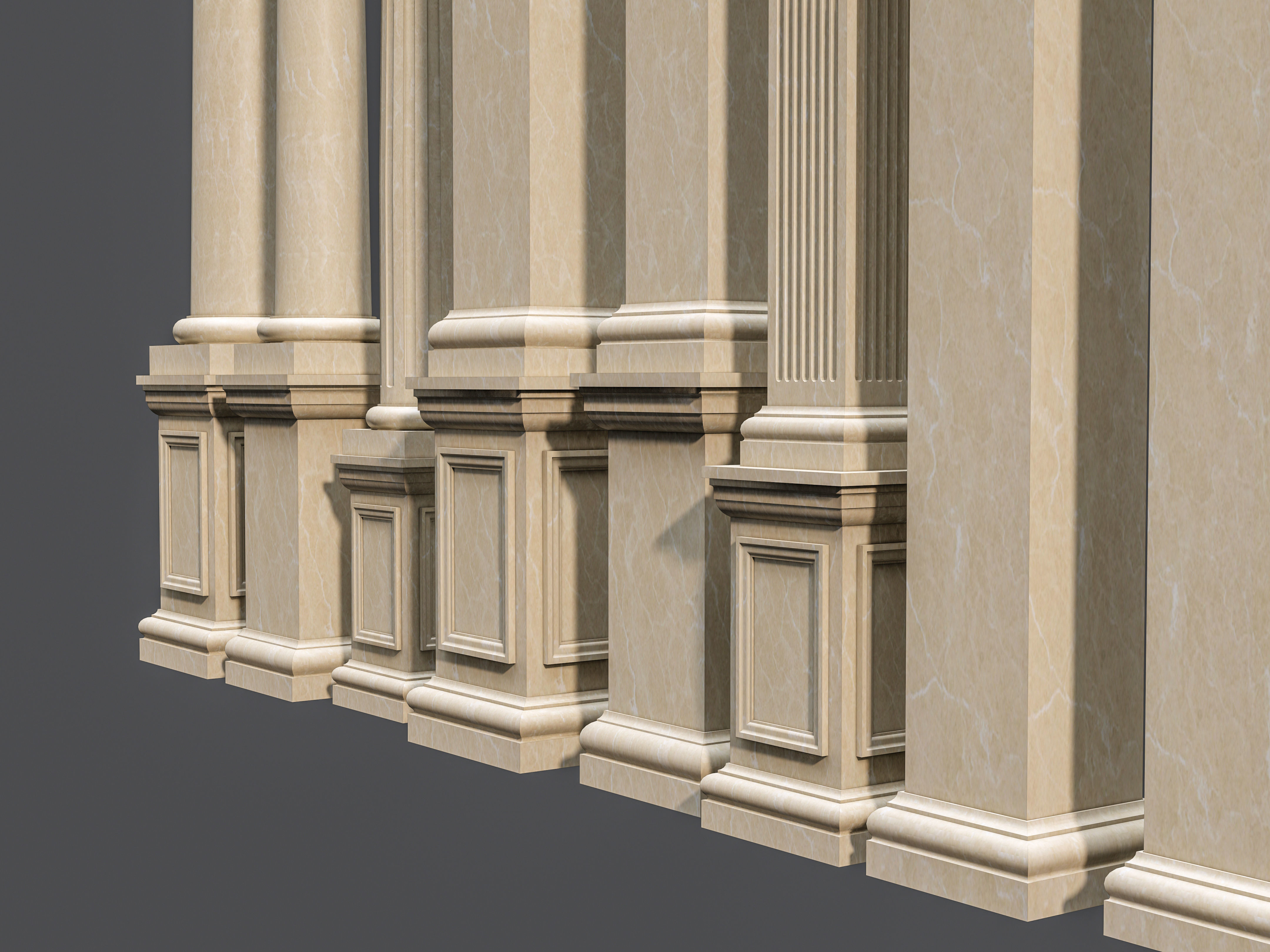 Classic  columns carvings and gypsum cornice 5 Low-poly 3D model_14