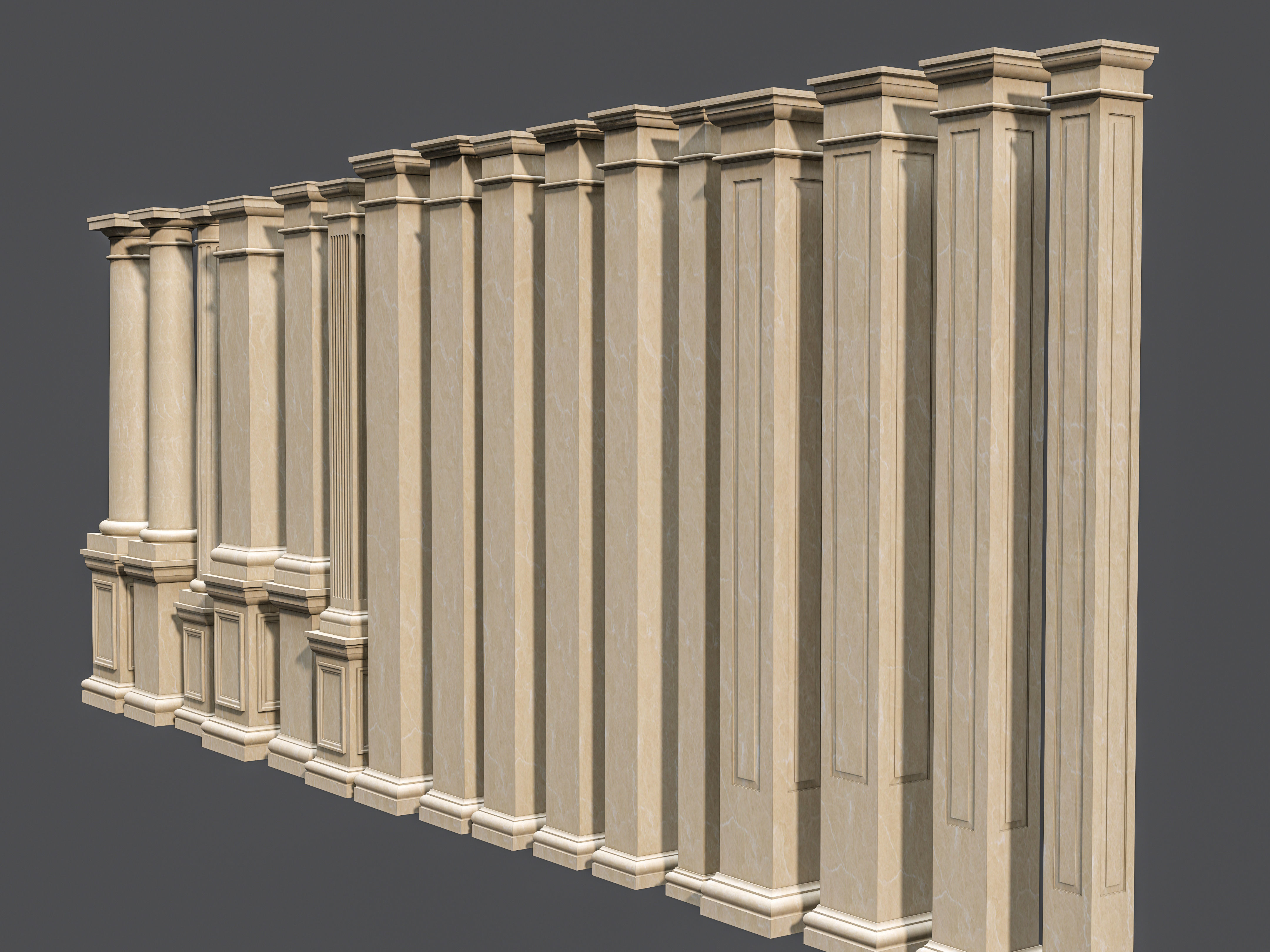 Classic  columns carvings and gypsum cornice 5 Low-poly 3D model_13