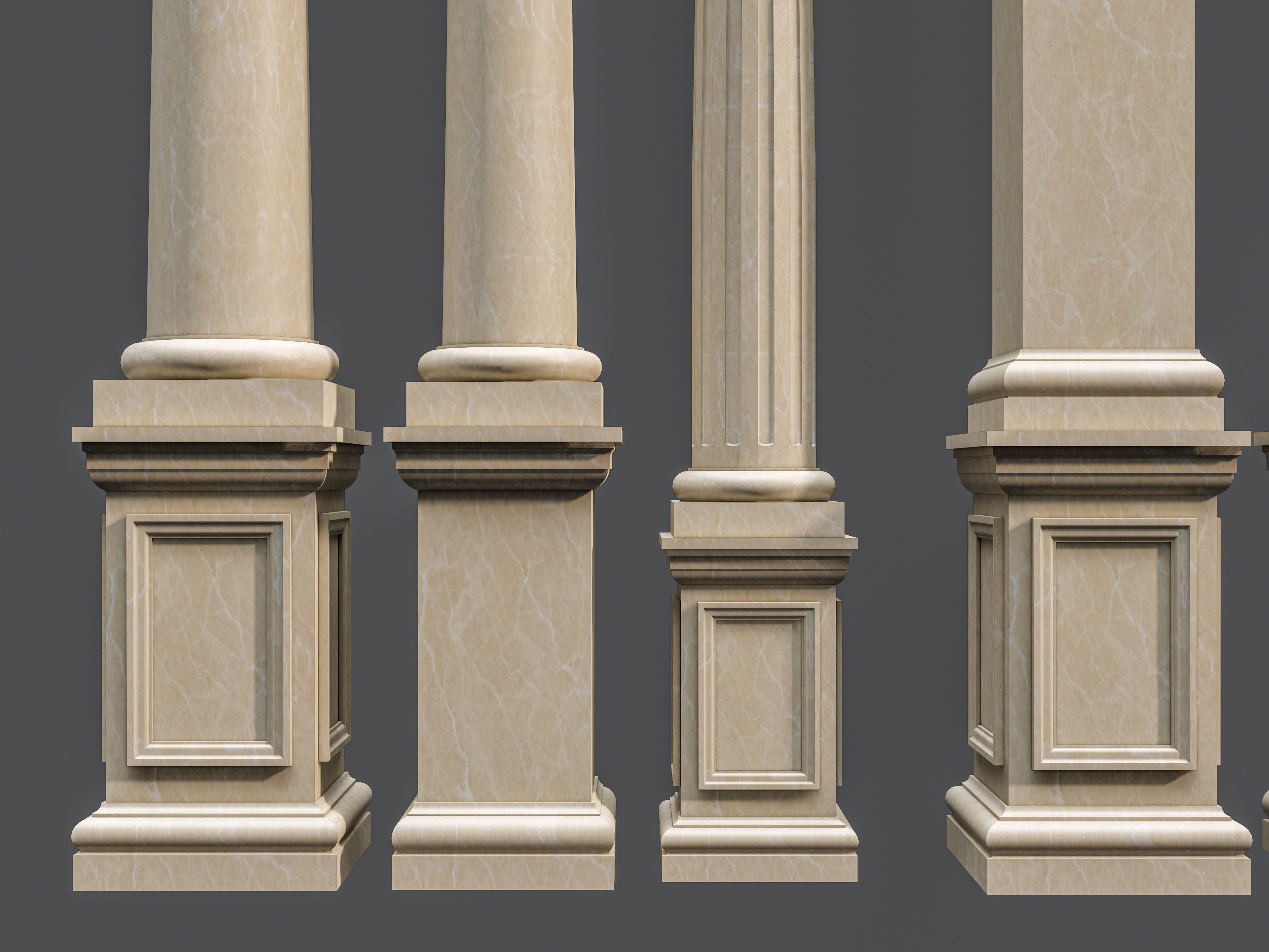 Classic  columns carvings and gypsum cornice 5 Low-poly 3D model_3