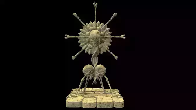 Statue Medieval Skeleton Low-poly 3D model