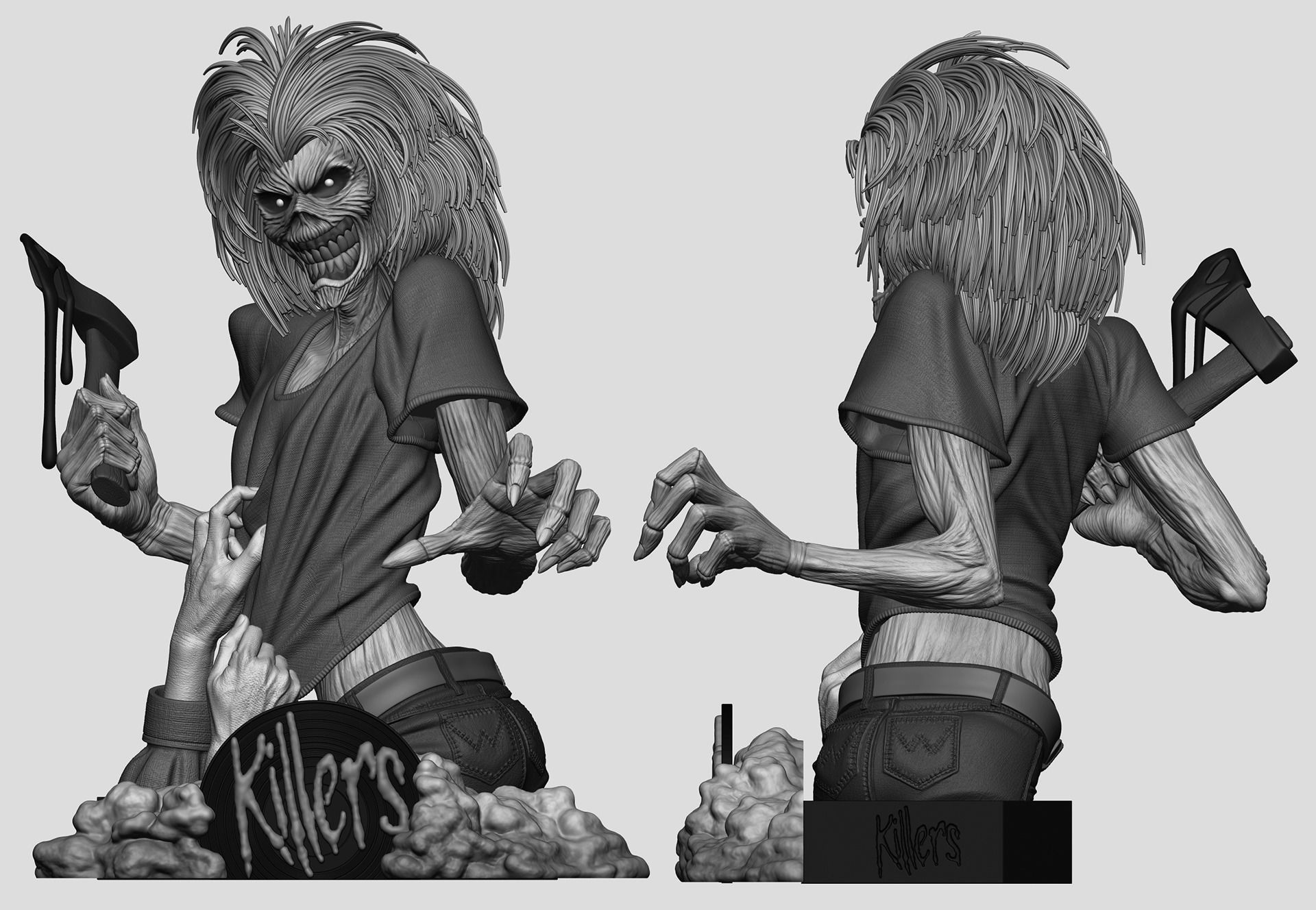 Eddie Iron Maiden 3D print fan-art statue 3D print model 3D print model_11
