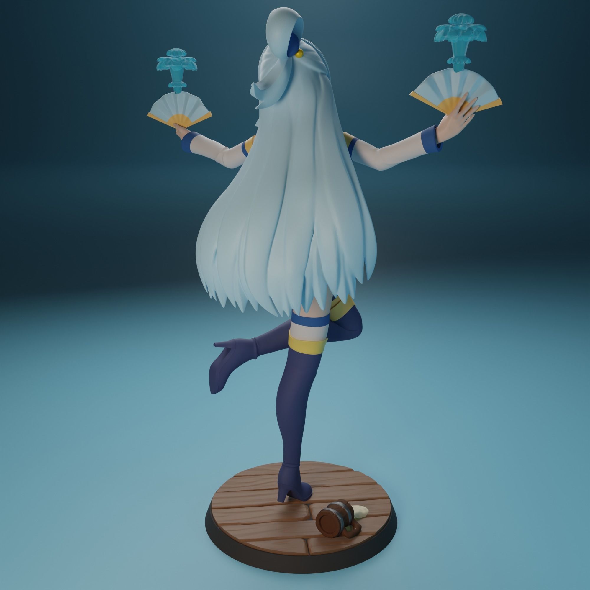 Aqua from Konosuba anime 4 versions 3D print model_4