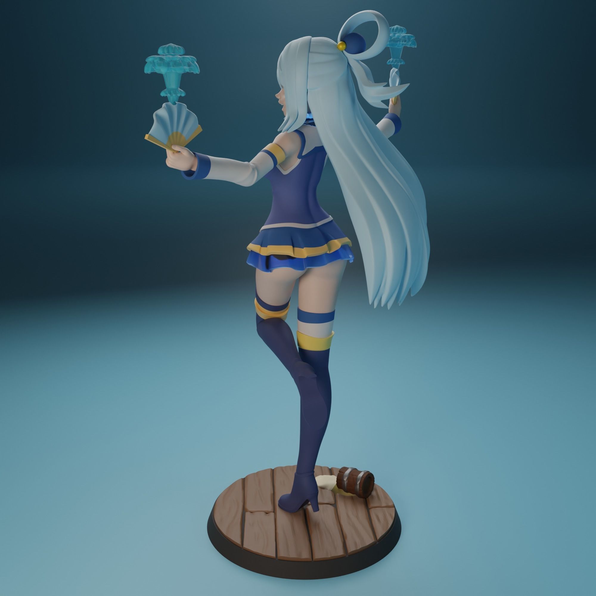 Aqua from Konosuba anime 4 versions 3D print model_3