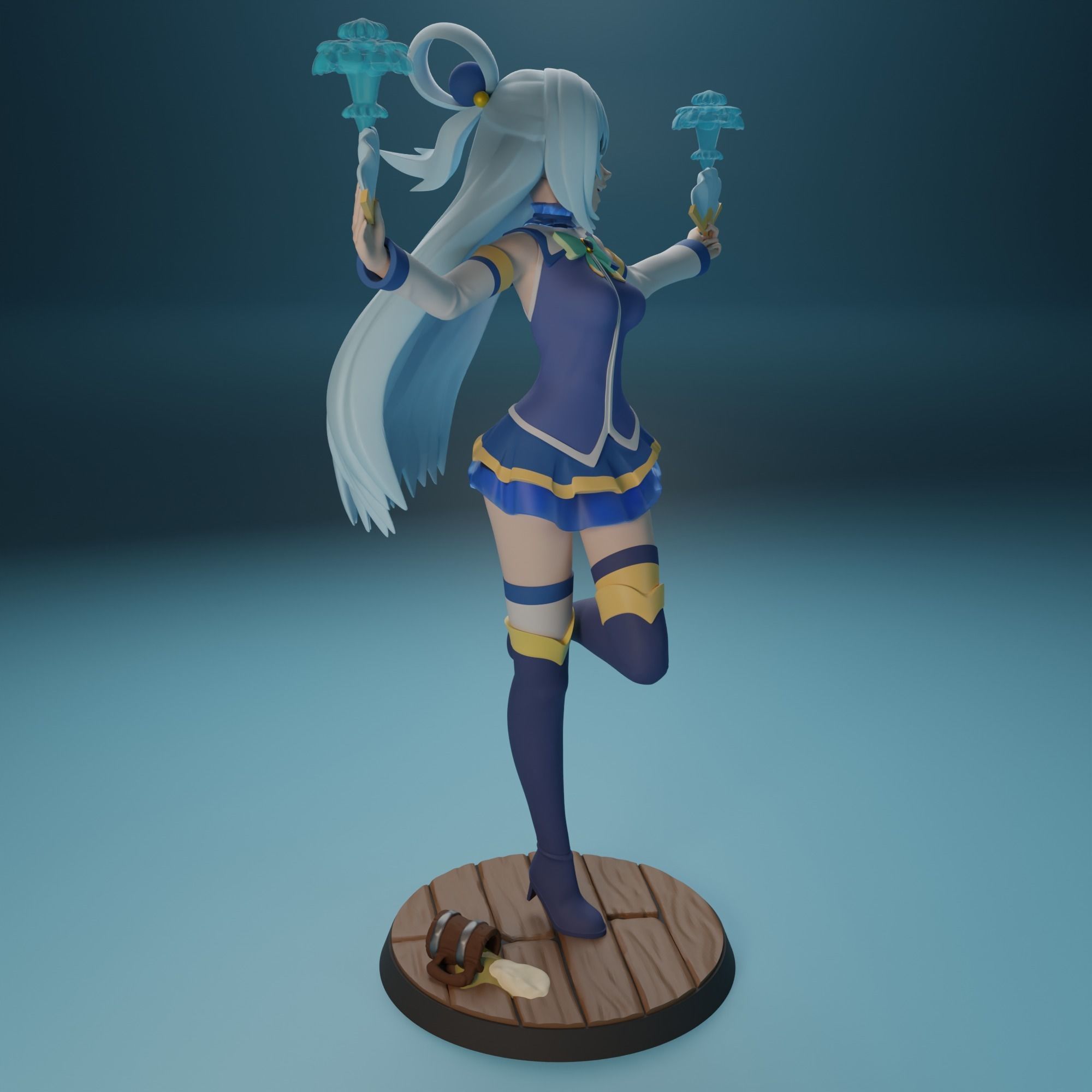 Aqua from Konosuba anime 4 versions 3D print model_5