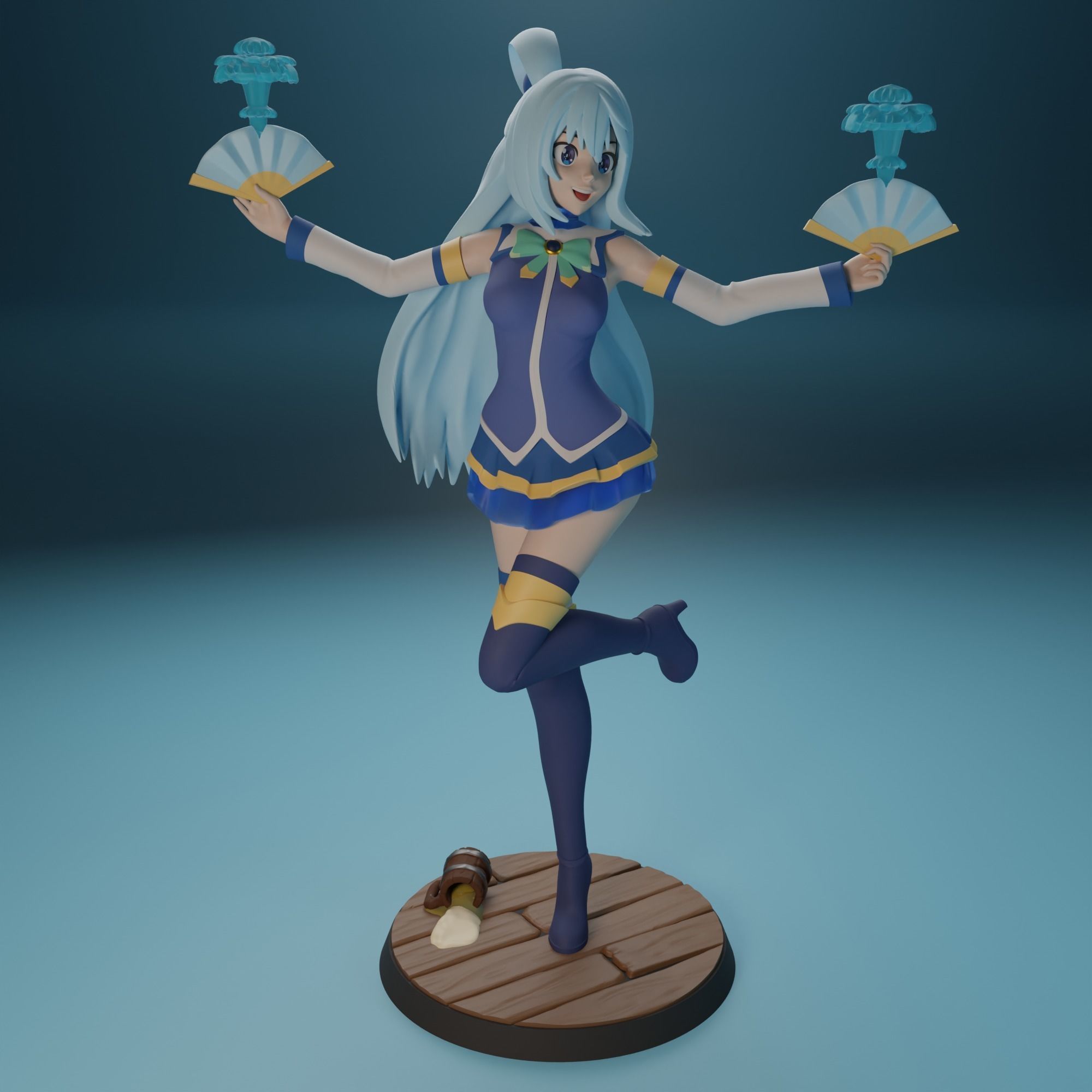 Aqua from Konosuba anime 4 versions 3D print model_6