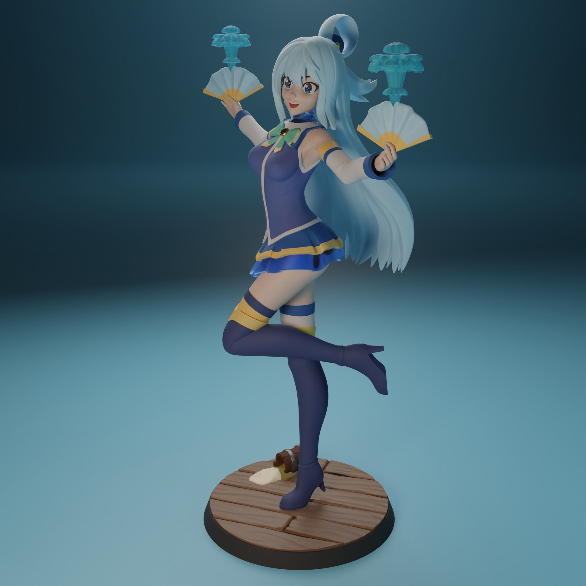 Aqua from Konosuba anime 4 versions 3D print model_2