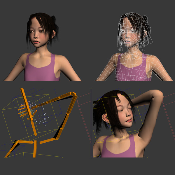 Akari girl in tank top Low-poly 3D model_5