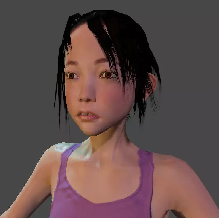 Akari girl in tank top Low-poly 3D model_0