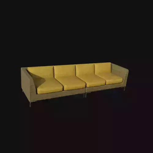 yellow long four seater sofa