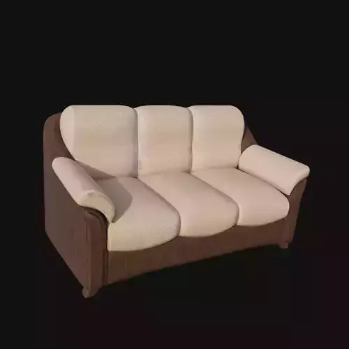white on wood 3d three seater sofa