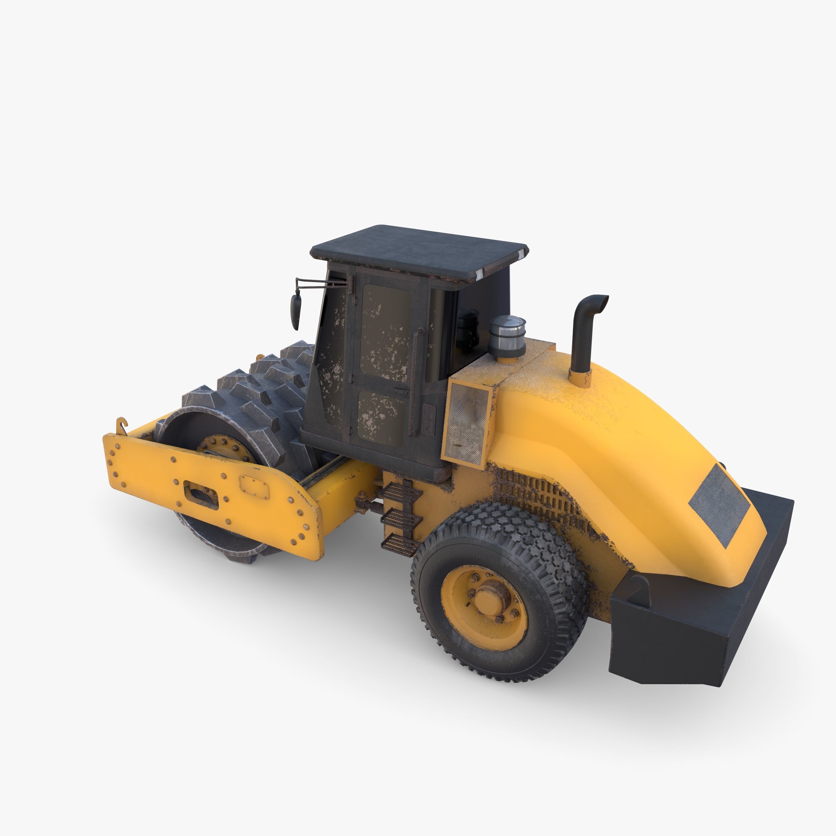 Road roller V4 Low-poly 3D model_16