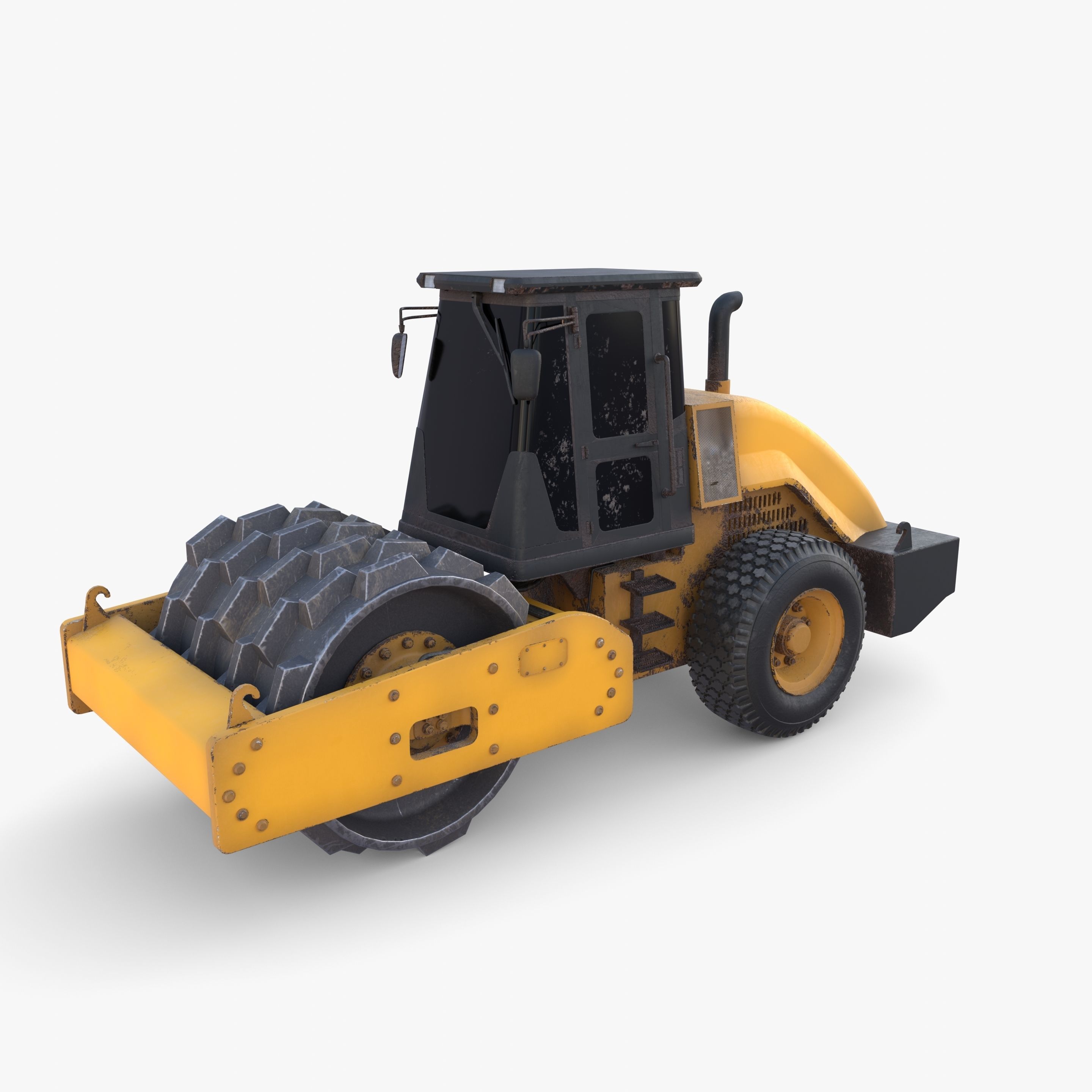 Road roller V4 Low-poly 3D model_4