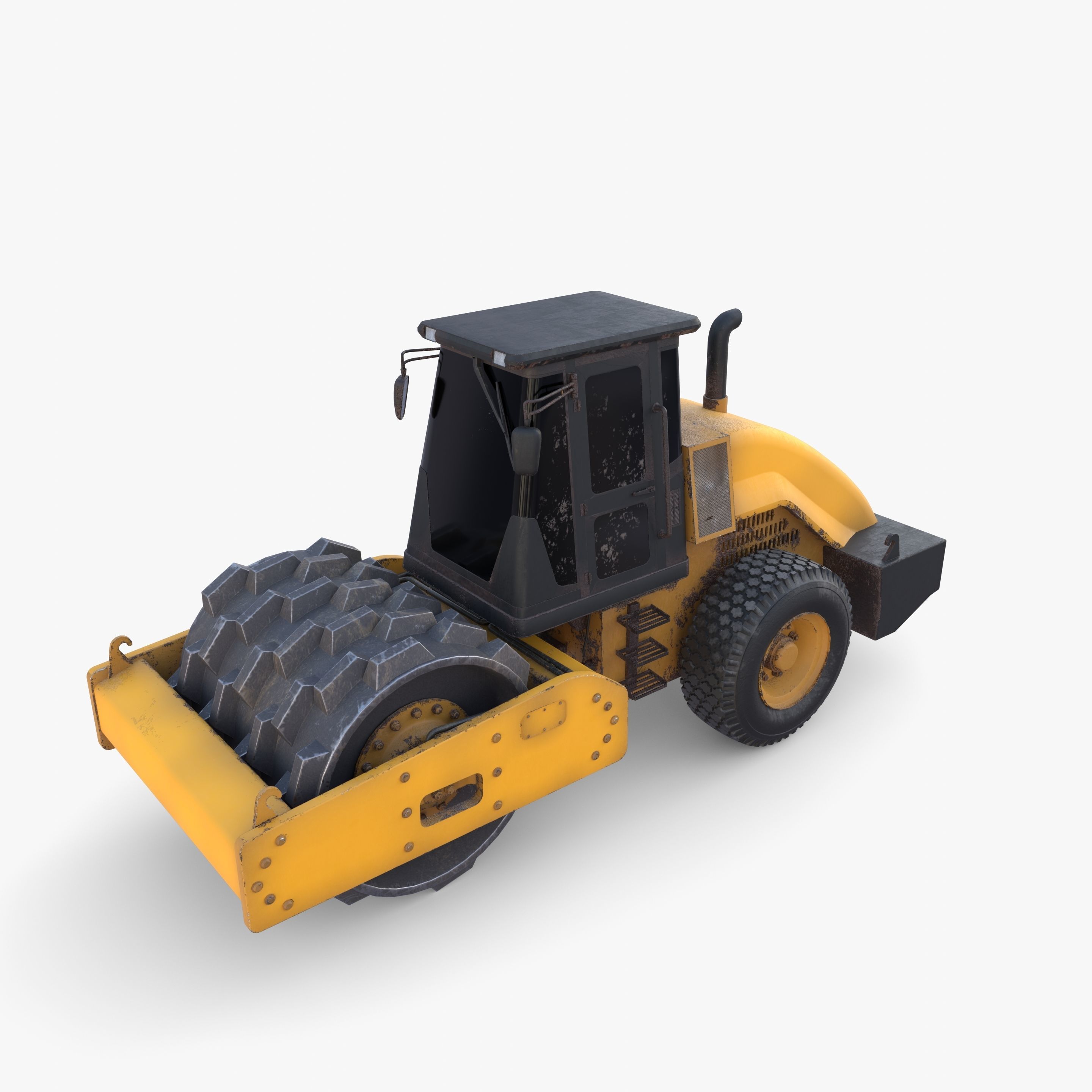 Road roller V4 Low-poly 3D model_10