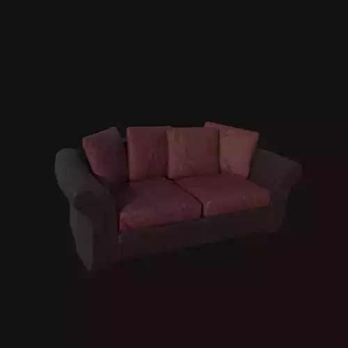 two seater 3d model of sofa black red leather