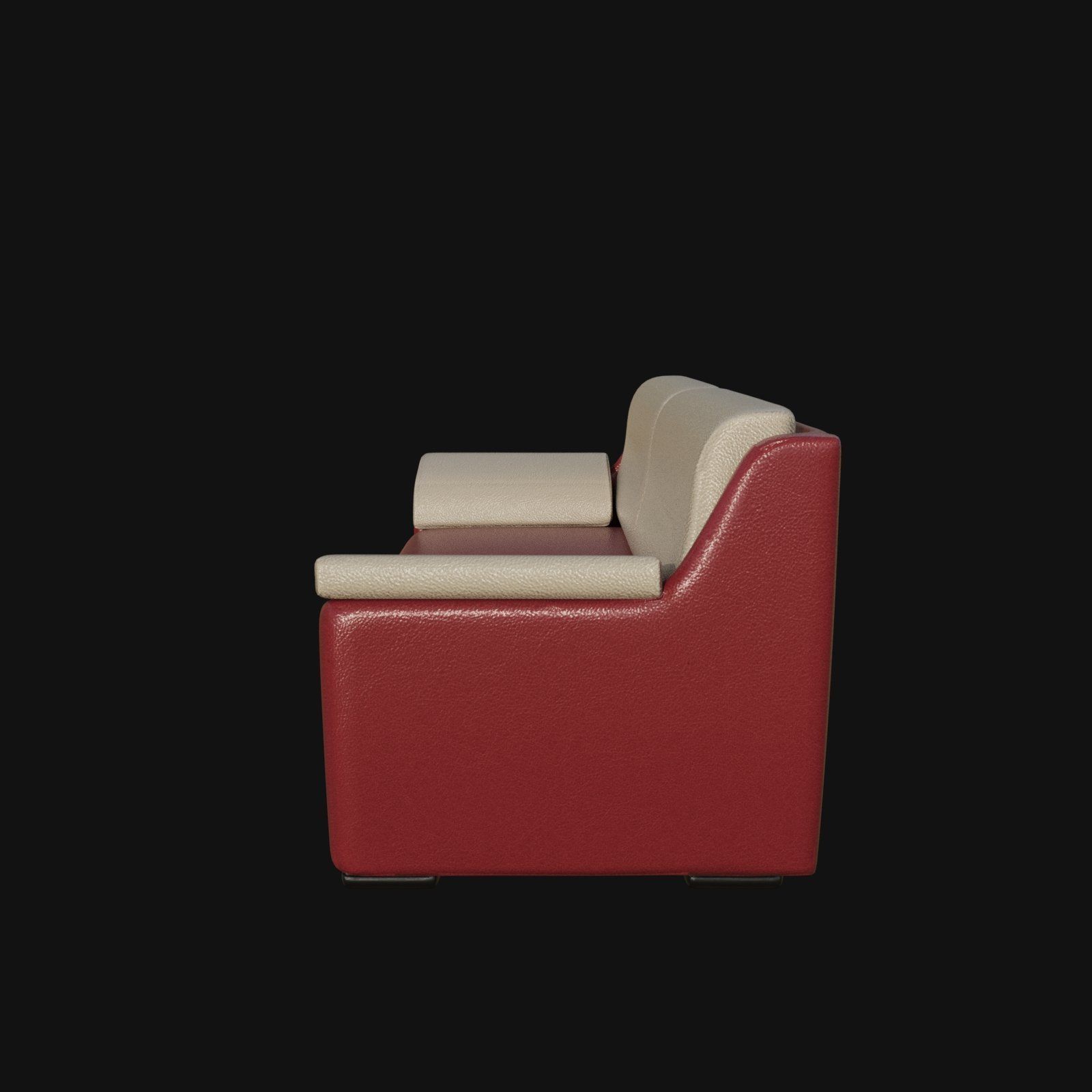Red and white leather two seater sofa 3d model 3D model_3