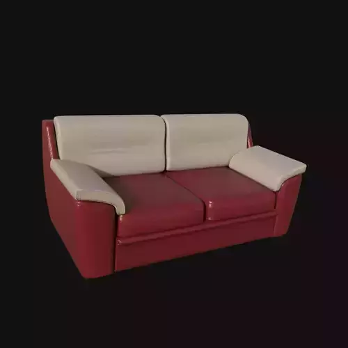 Red and white leather two seater sofa 3d model