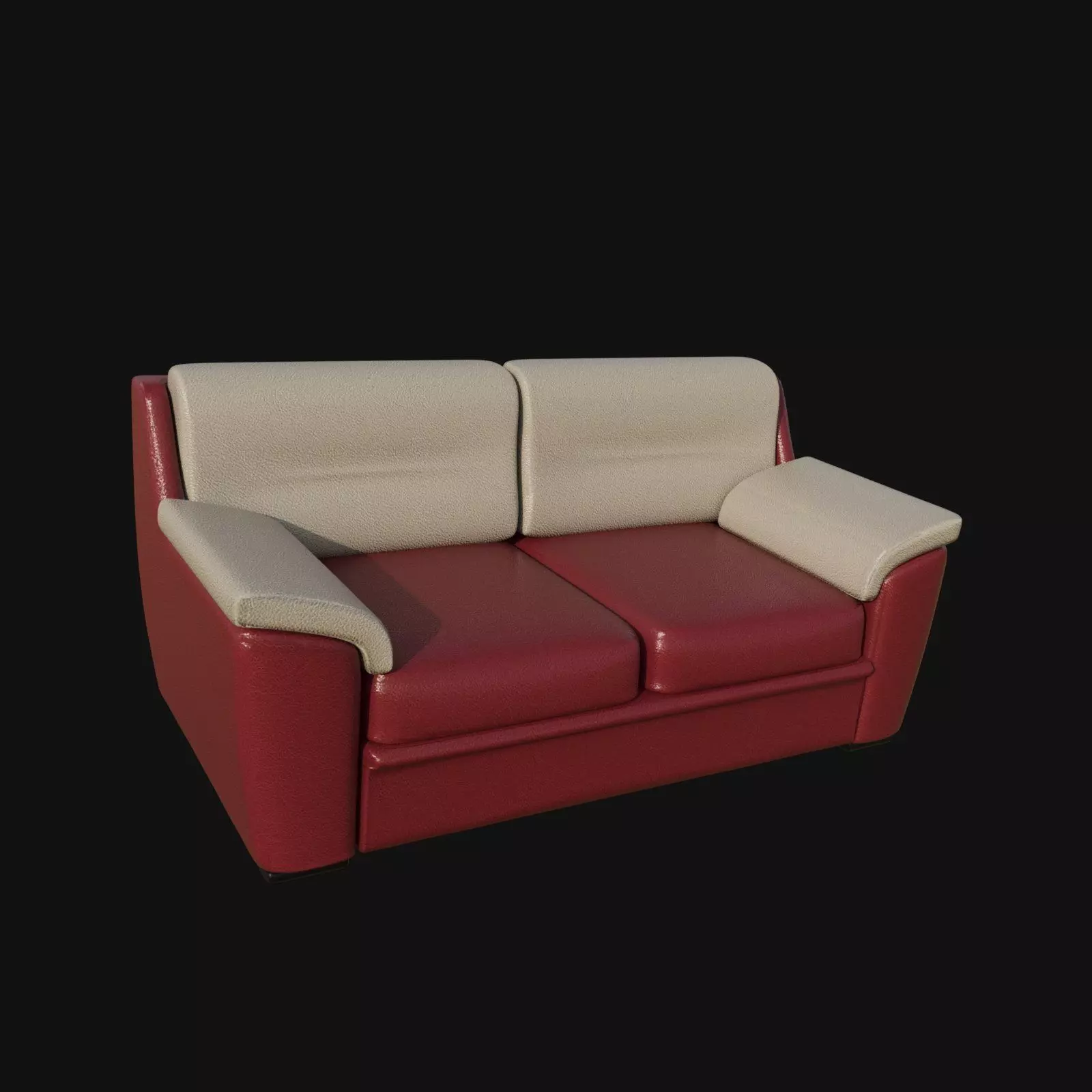 Red and white leather two seater sofa 3d model 3D model_0