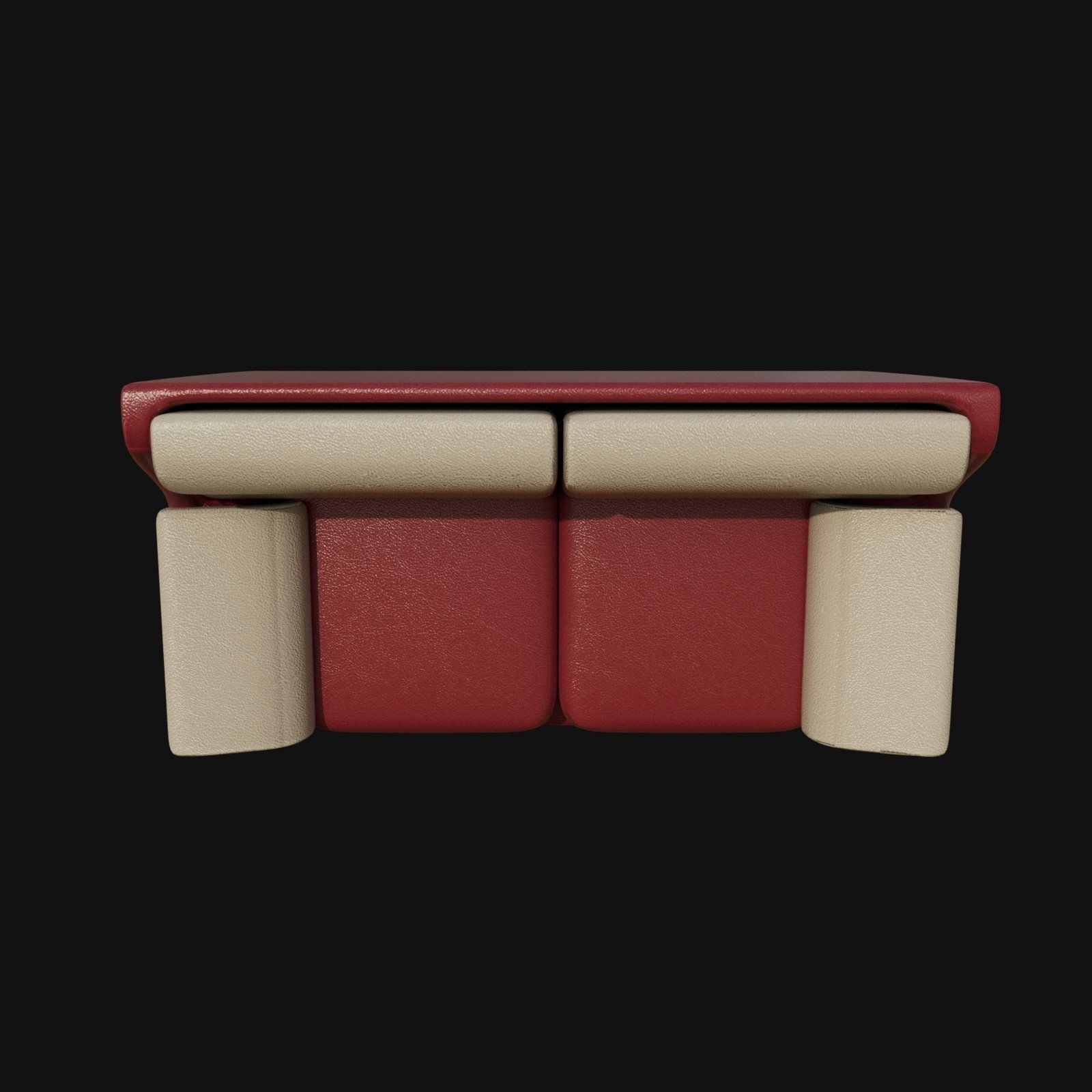 Red and white leather two seater sofa 3d model 3D model_2