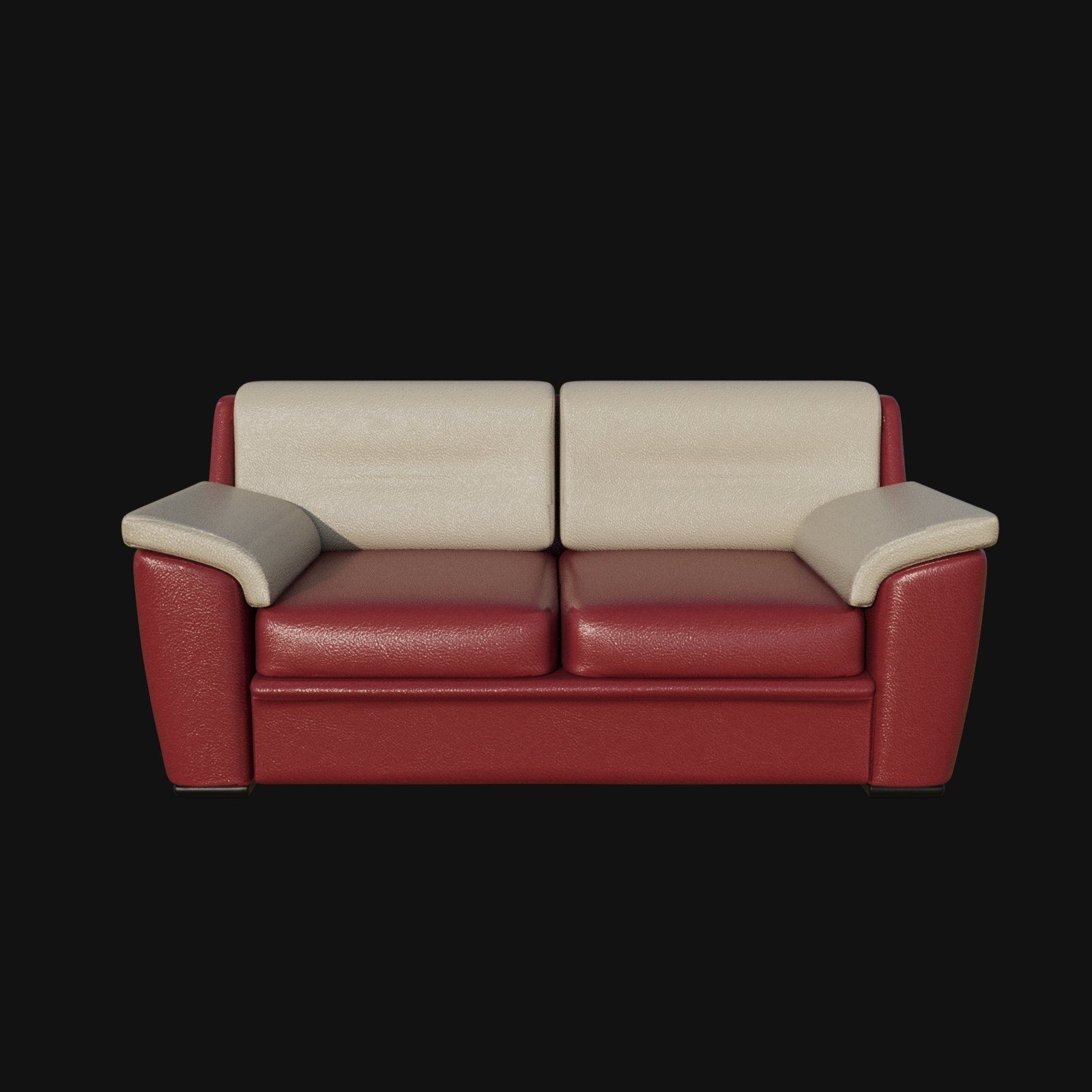 Red and white leather two seater sofa 3d model 3D model_8