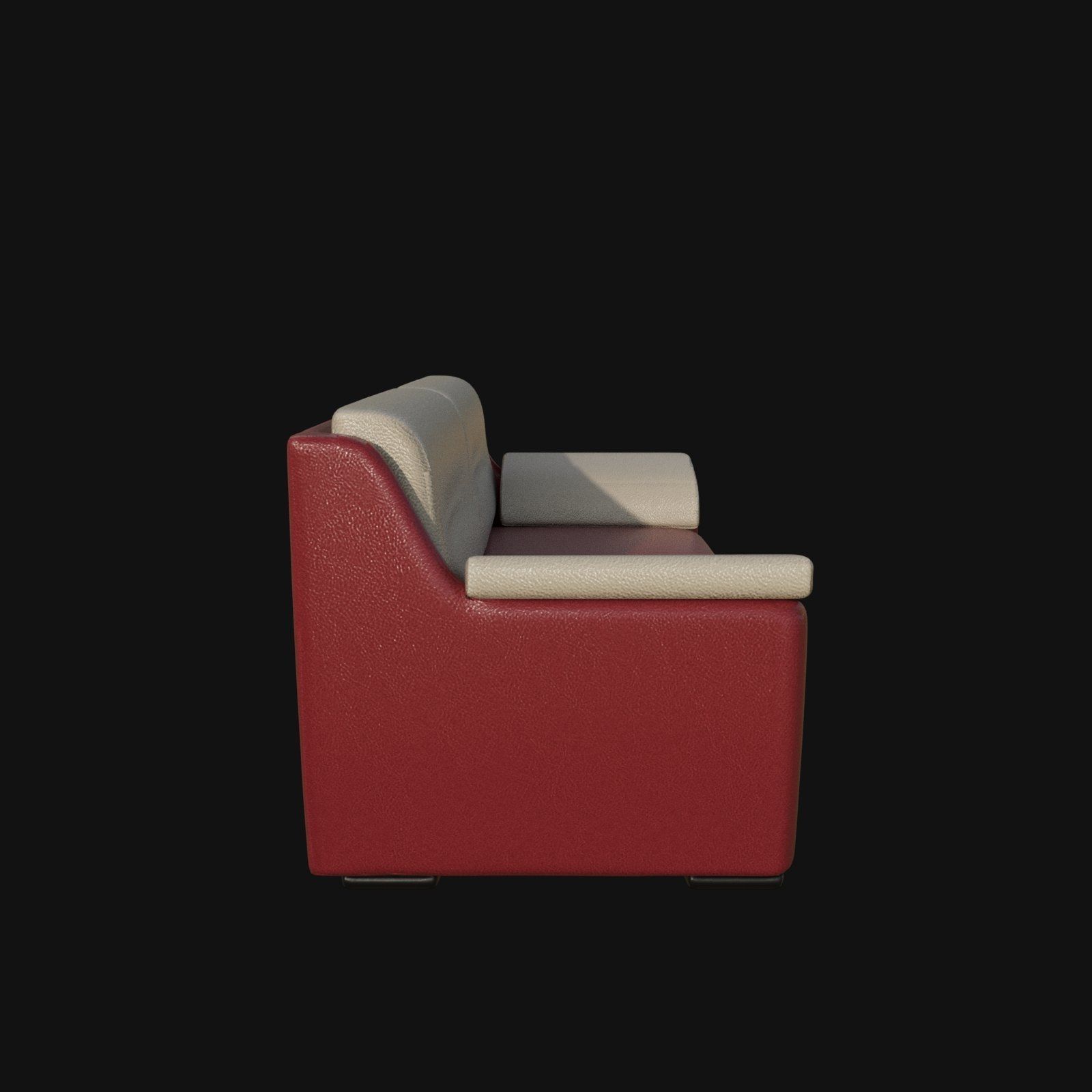 Red and white leather two seater sofa 3d model 3D model_7