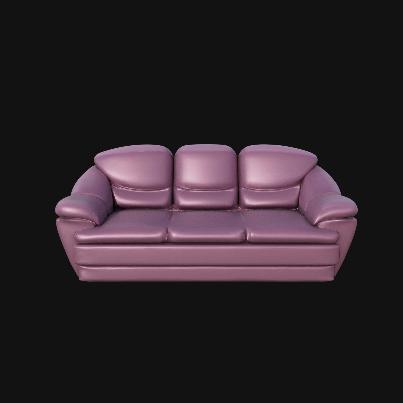 Purple Leather three seater sofa 3d model 3D model_8