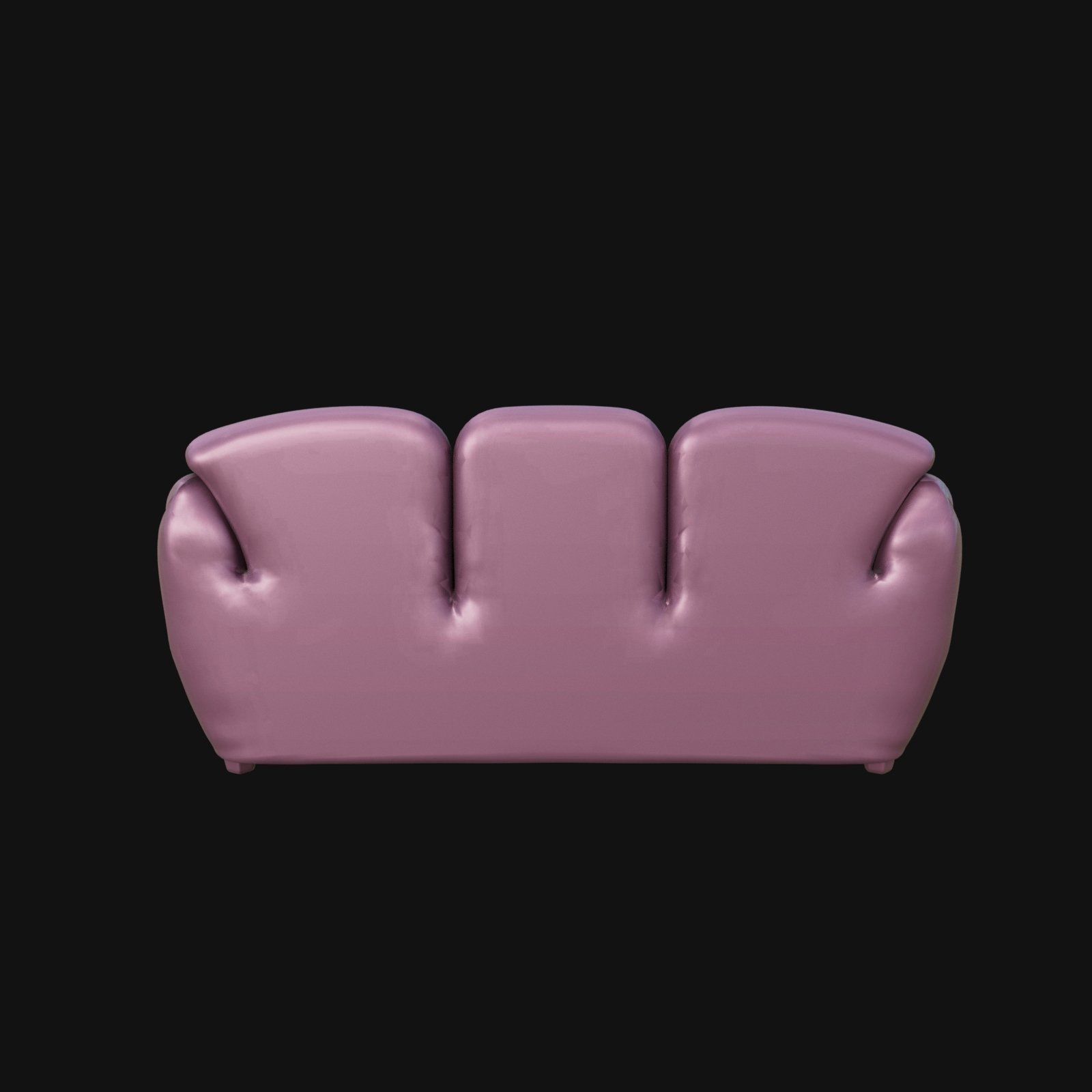 Purple Leather three seater sofa 3d model 3D model_5