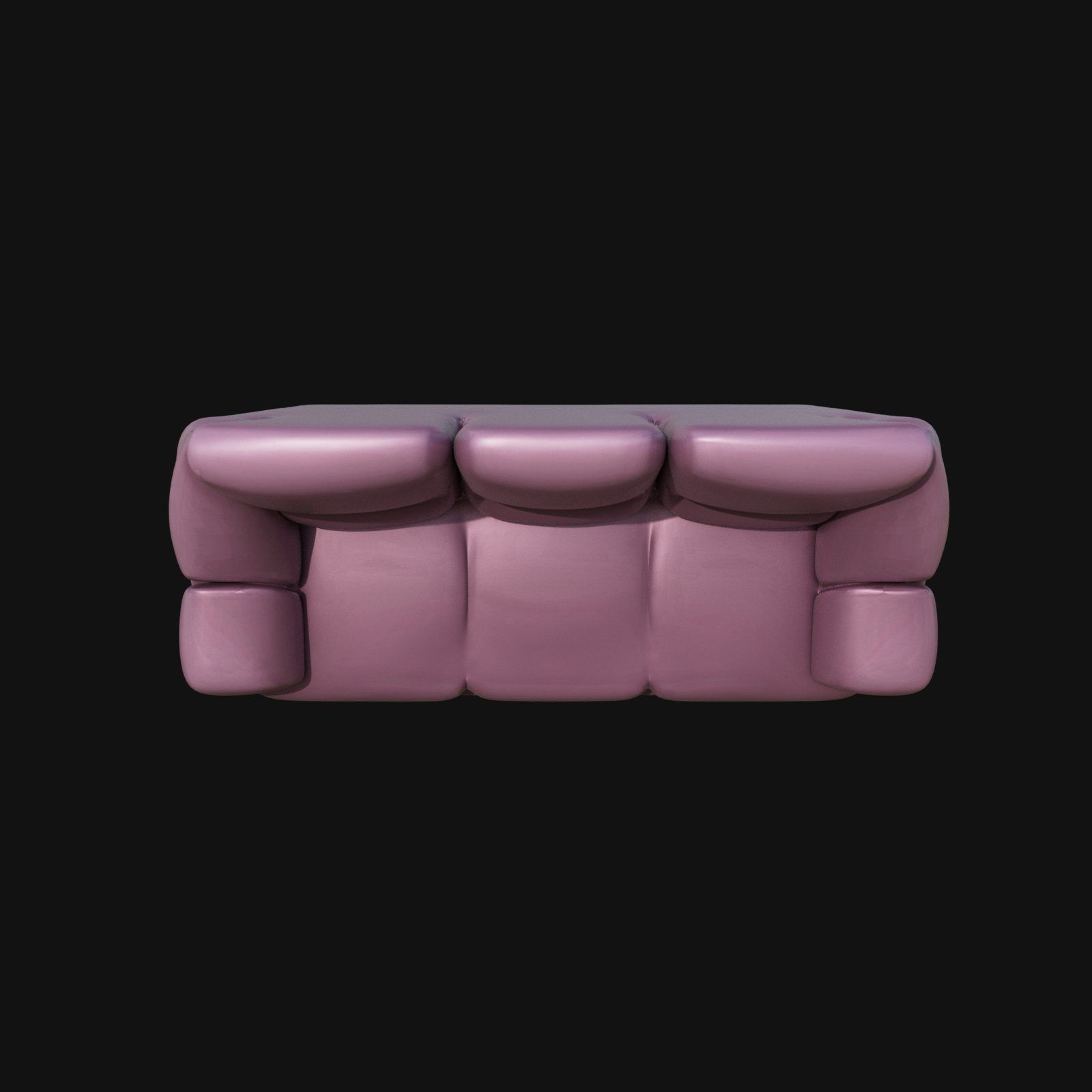 Purple Leather three seater sofa 3d model 3D model_3