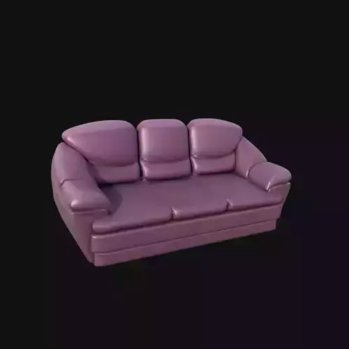 Purple Leather three seater sofa 3d model