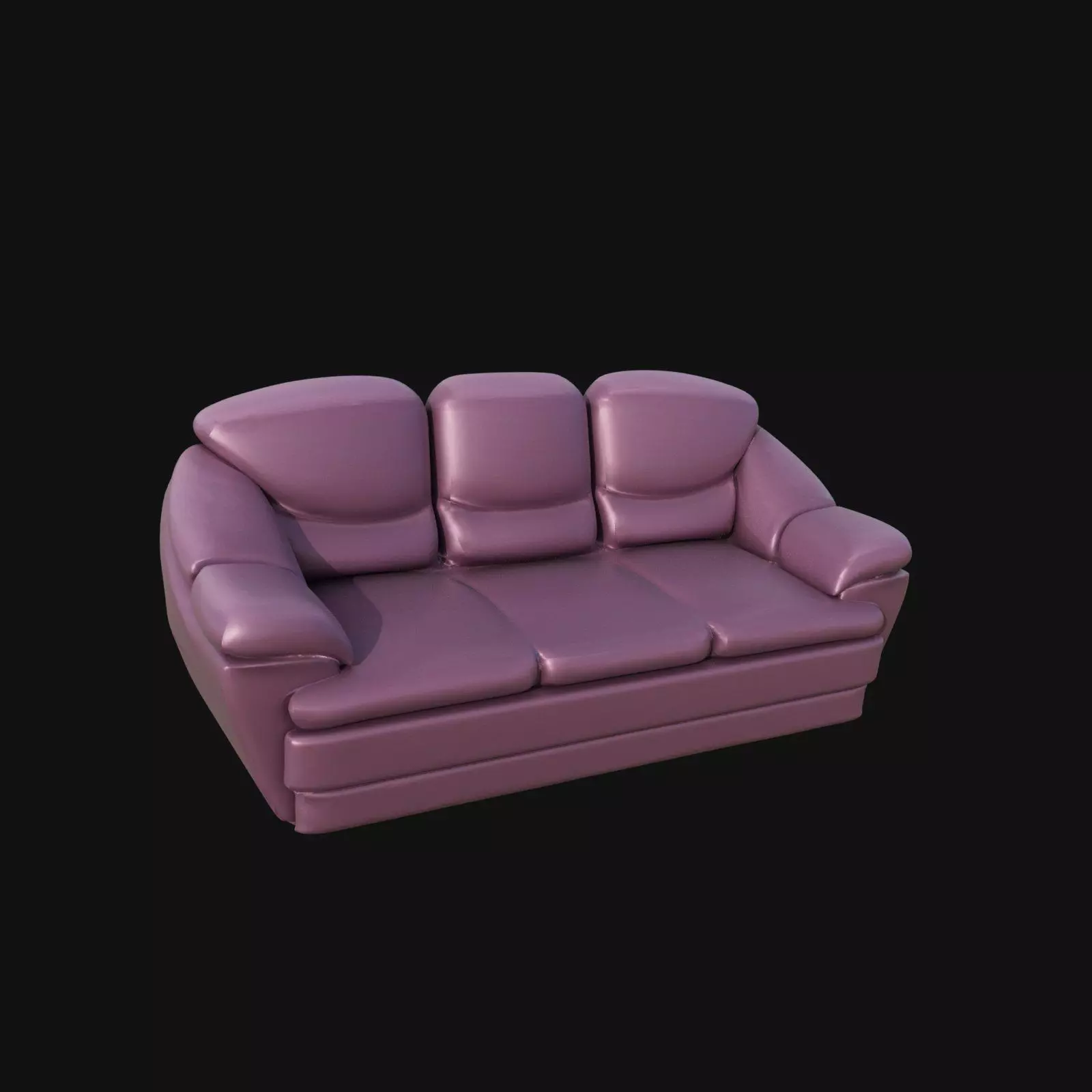 Purple Leather three seater sofa 3d model 3D model_0