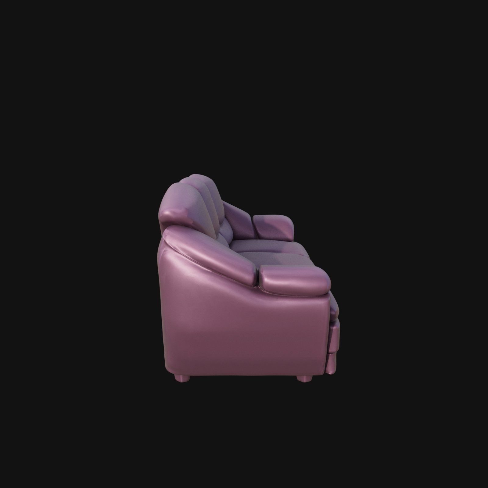 Purple Leather three seater sofa 3d model 3D model_7