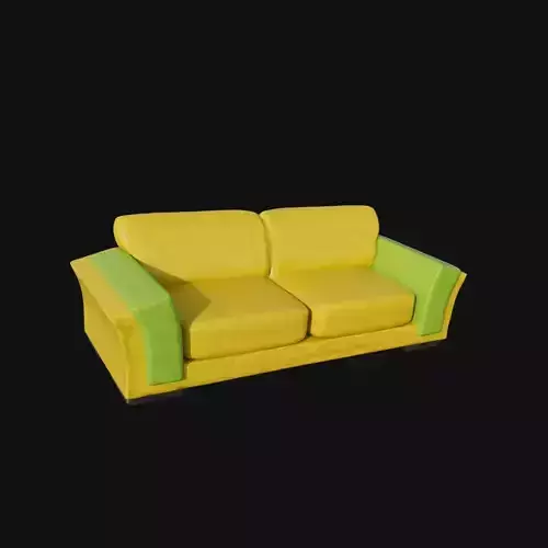 Green and yellow two seater sofa 3d model